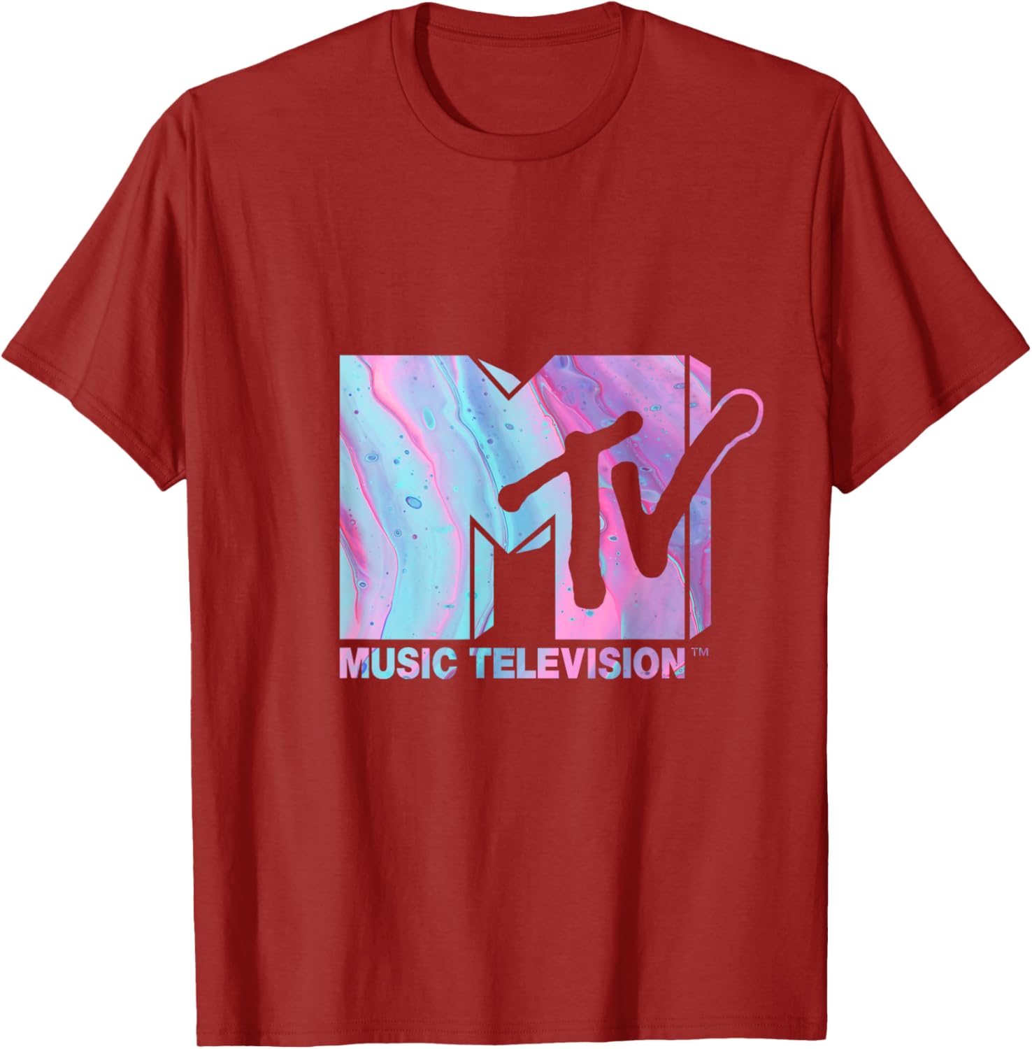 Mademark x MTV Fluid Logo T-Shirt in Pink and Blue for Stylish Wear - 2