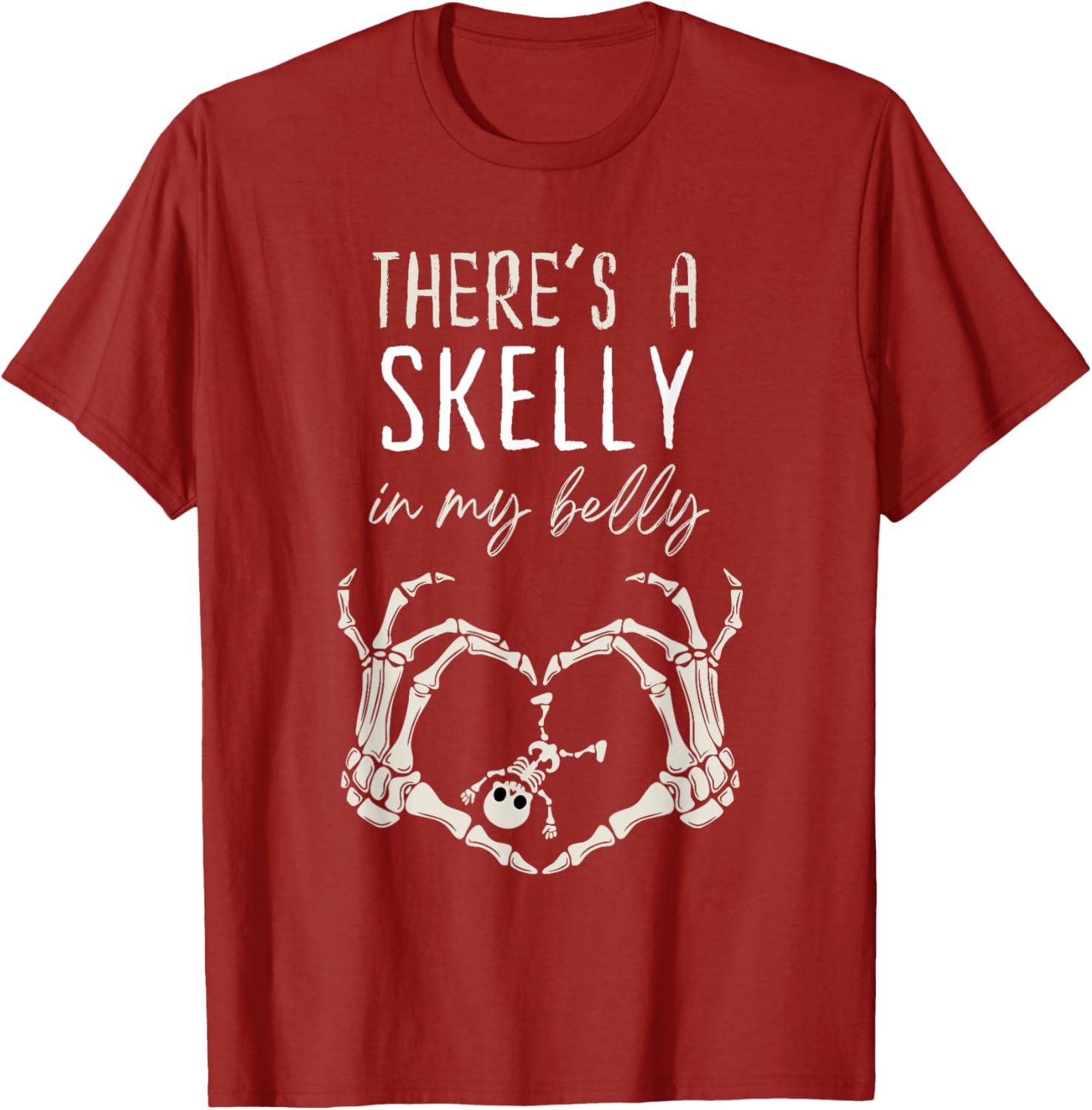 Funny Skeleton Skelly in My Belly Pregnant Halloween T-Shirt for Moms - 9