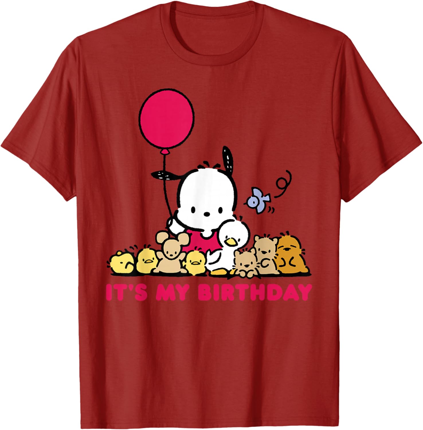 Pochacco Birthday T-Shirt for Adults, Grey Short Sleeve Classic Fit - 4