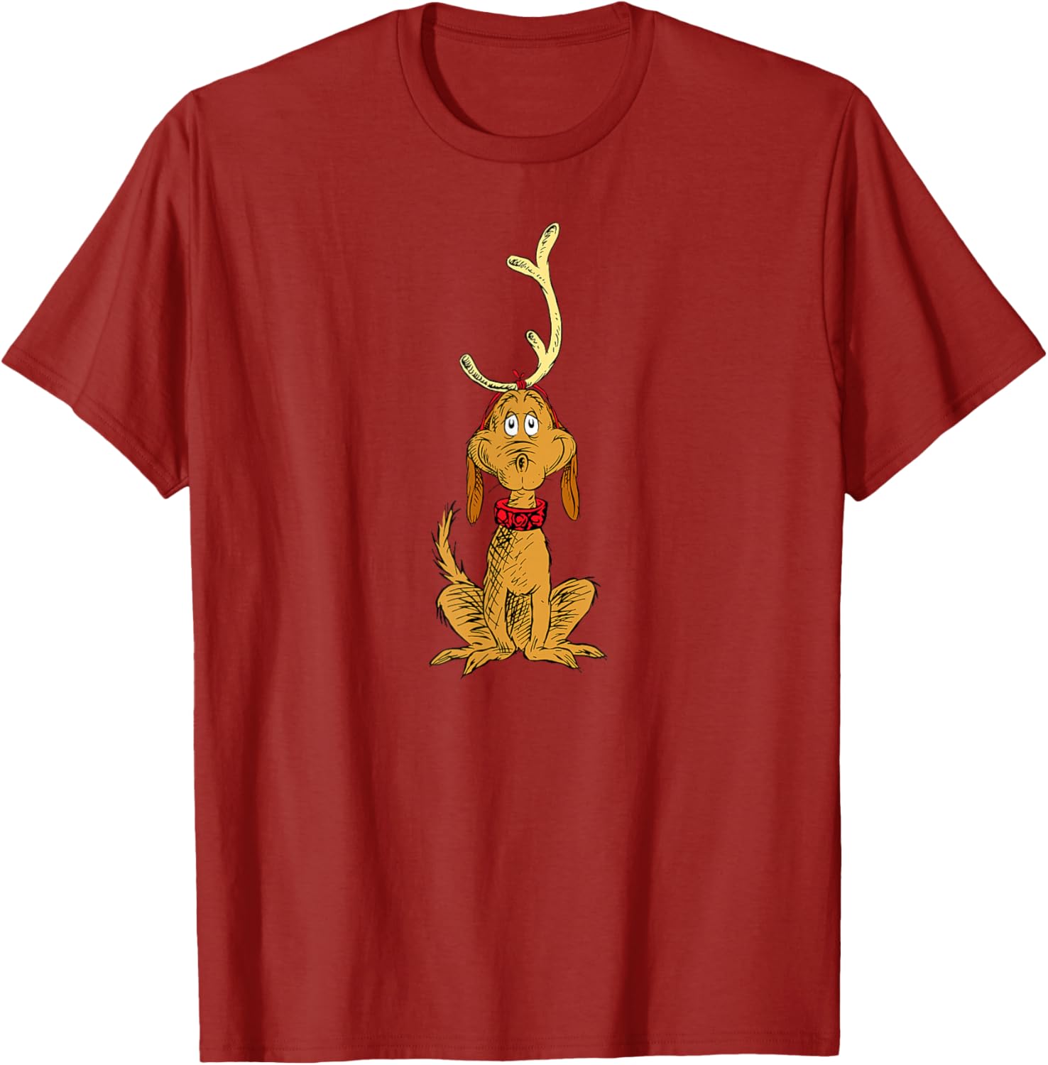 Classic Dr. Seuss Reindeer Max T-Shirt for Men - Black Small Size - 3