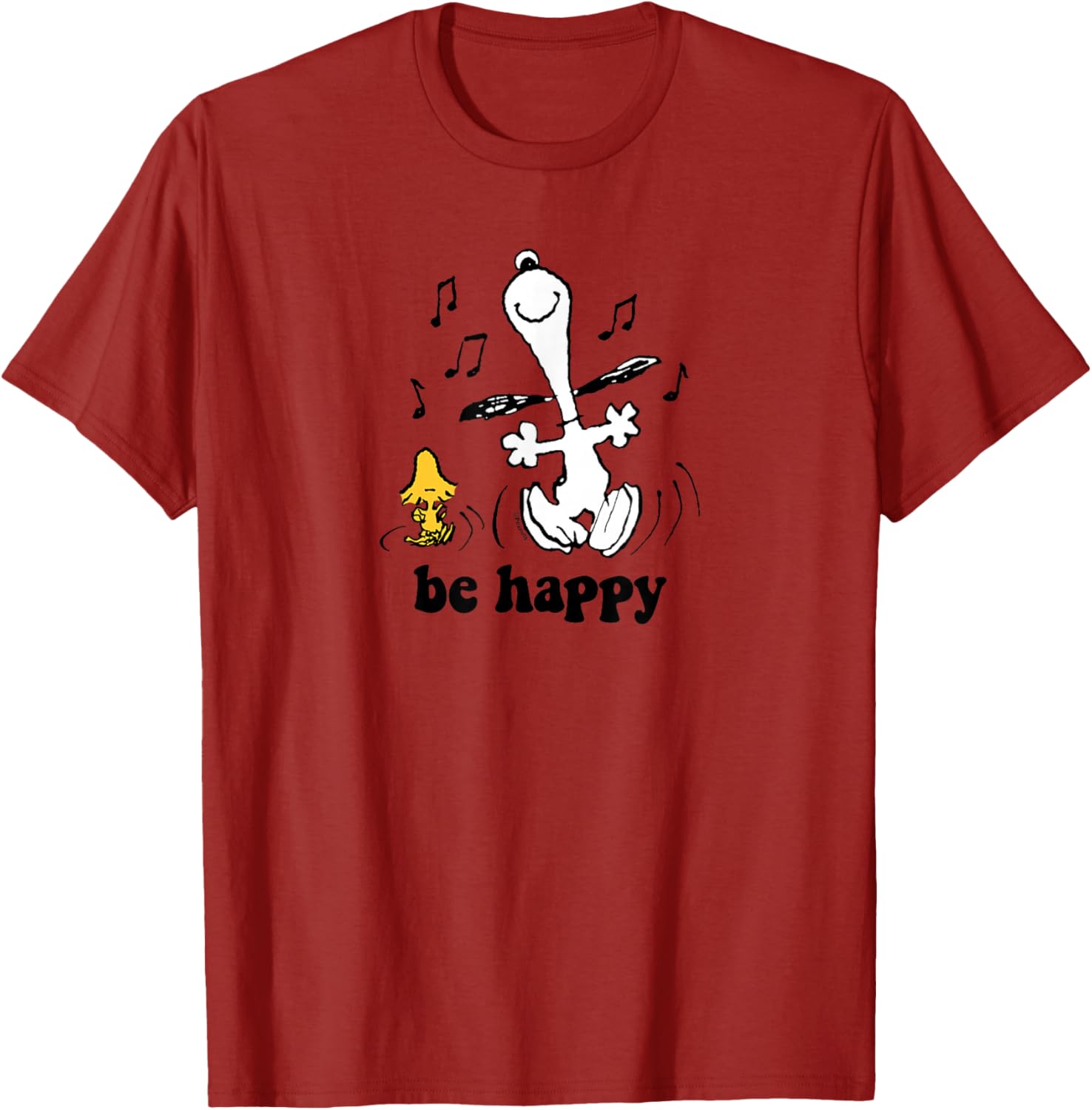 Peanuts Snoopy Woodstock Be Happy Dance T-Shirt Fun Graphic Tee - 8
