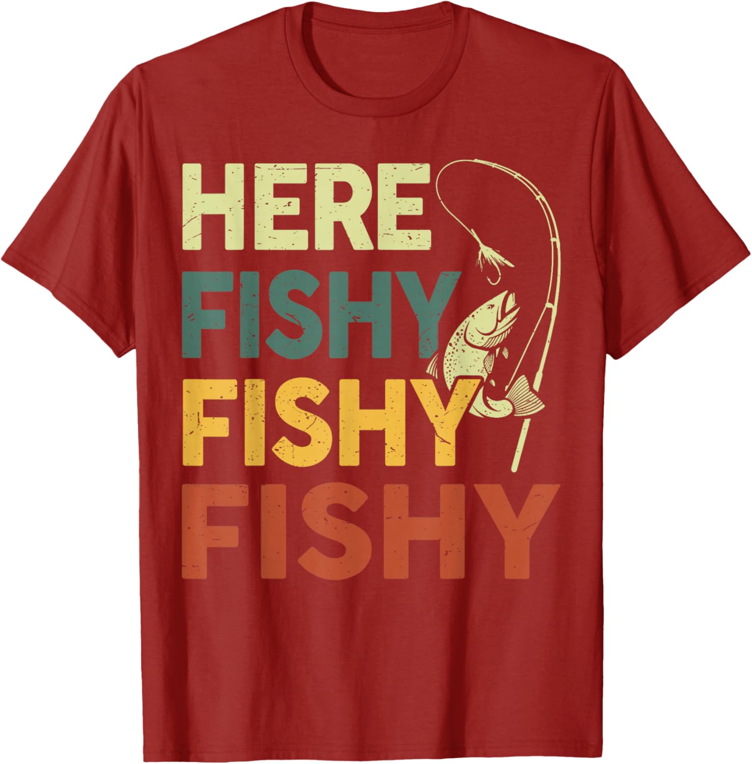 Funny Fishing Shirt for Dad - Men Here Fishy Graphic Tee for Bass Lovers - 1