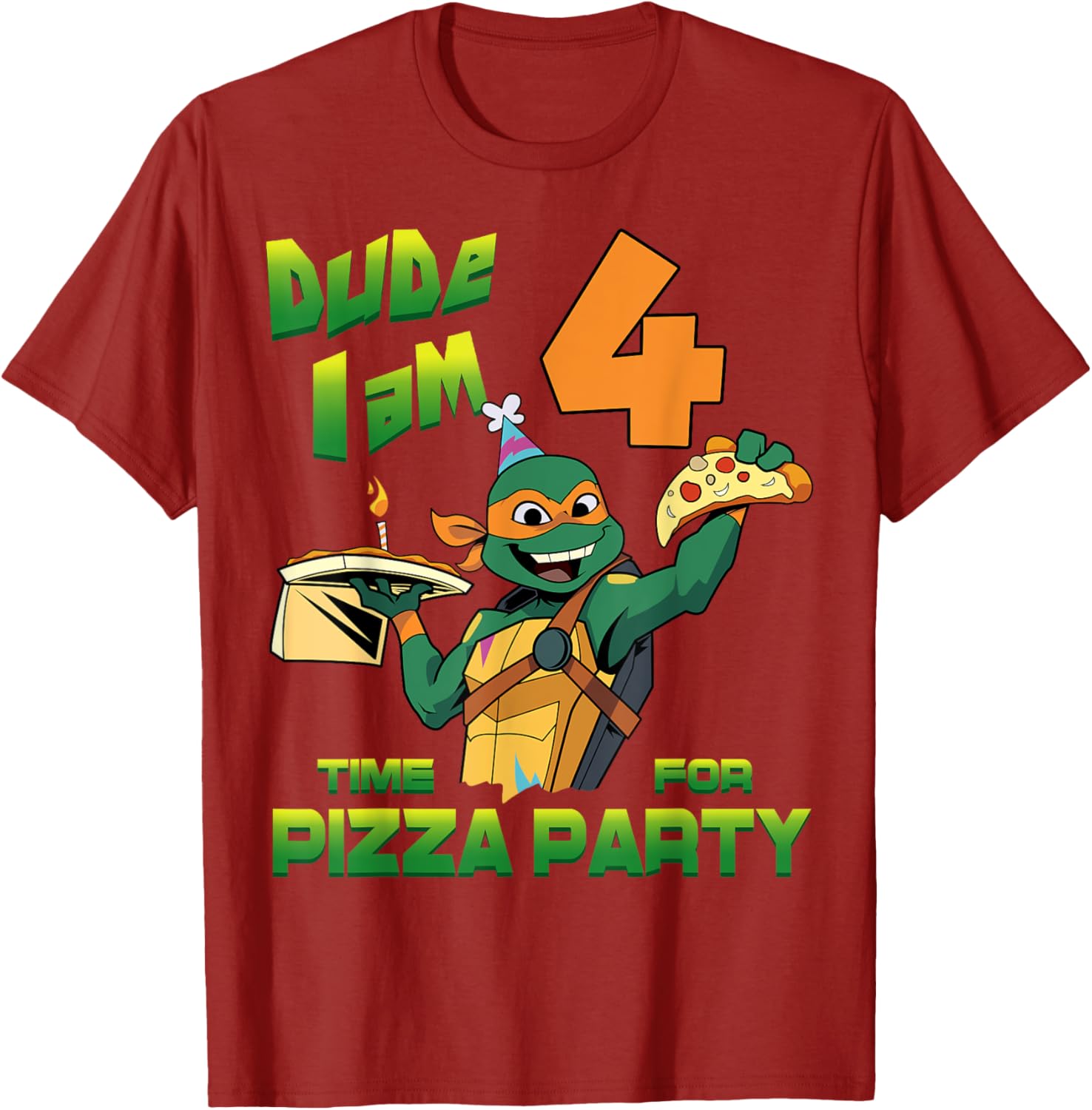 Mademark Teenage Mutant Ninja Turtles Mikey Pizza 4th Birthday T-Shirt - 18
