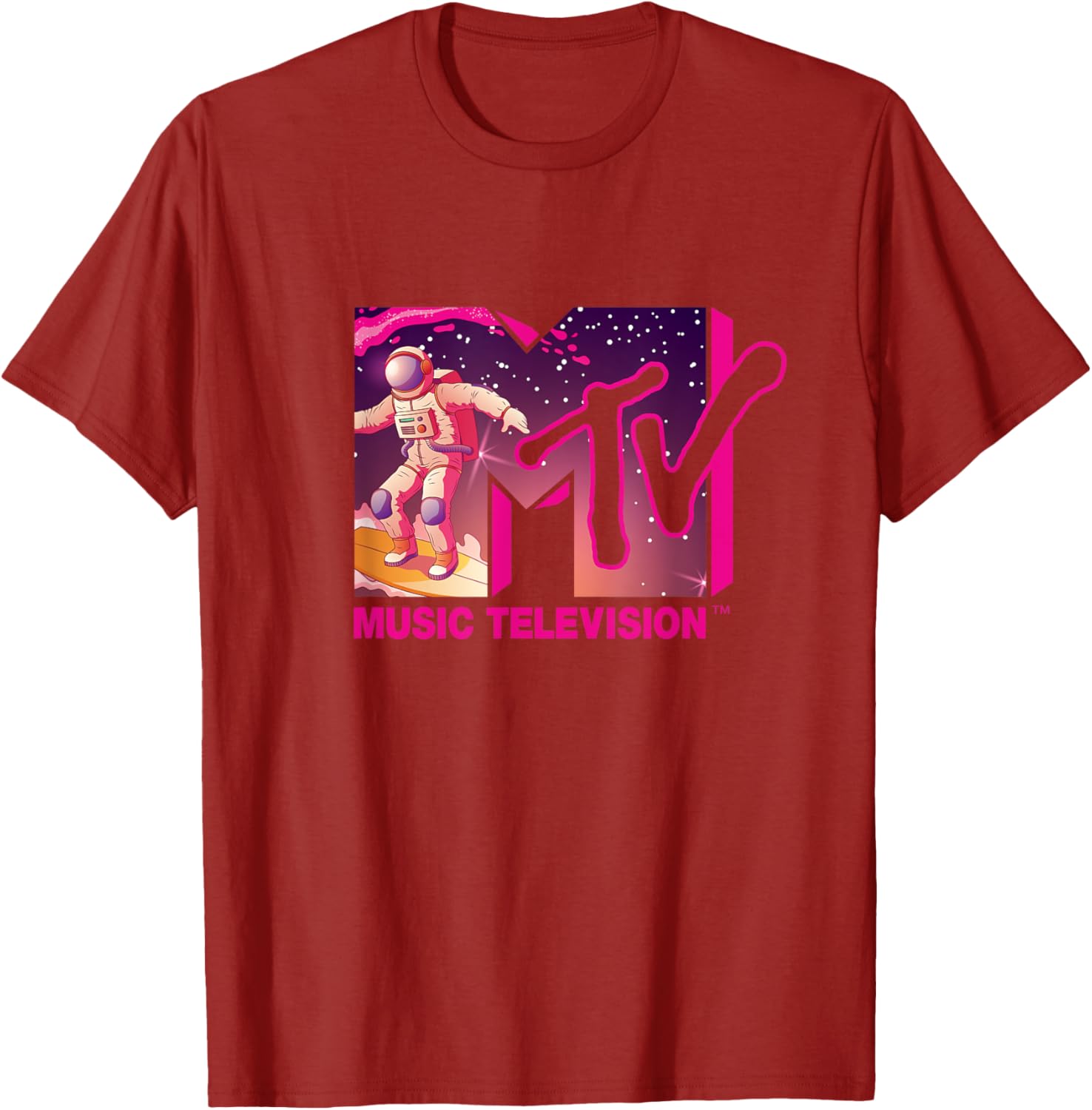 Mademark x MTV Surfing Astronaut Space T-Shirt - Official MTV Logo Tee - 2