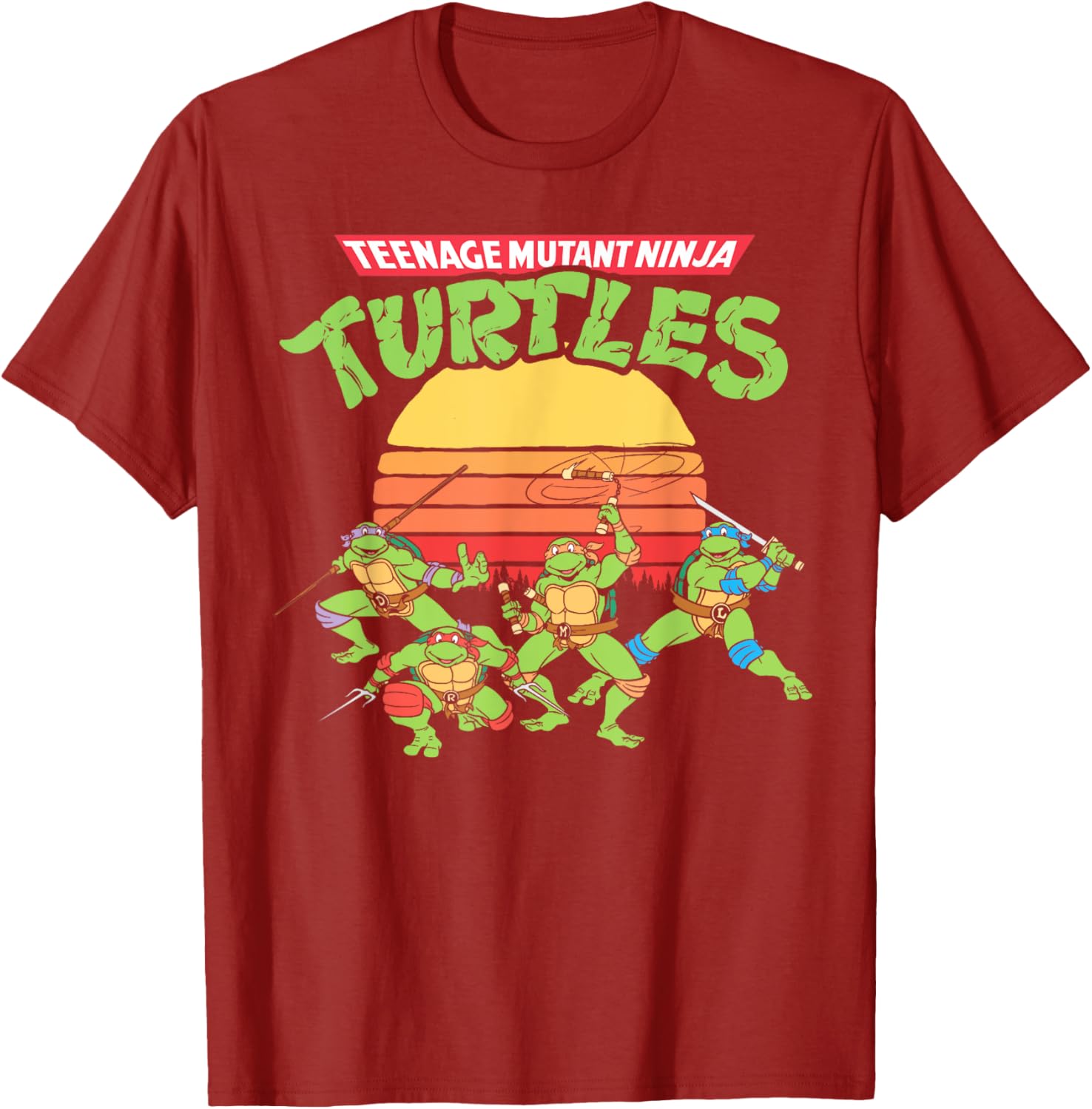 Mademark Teenage Mutant Ninja Turtles Retro Logo Eighties Sunset T-Shirt - 11
