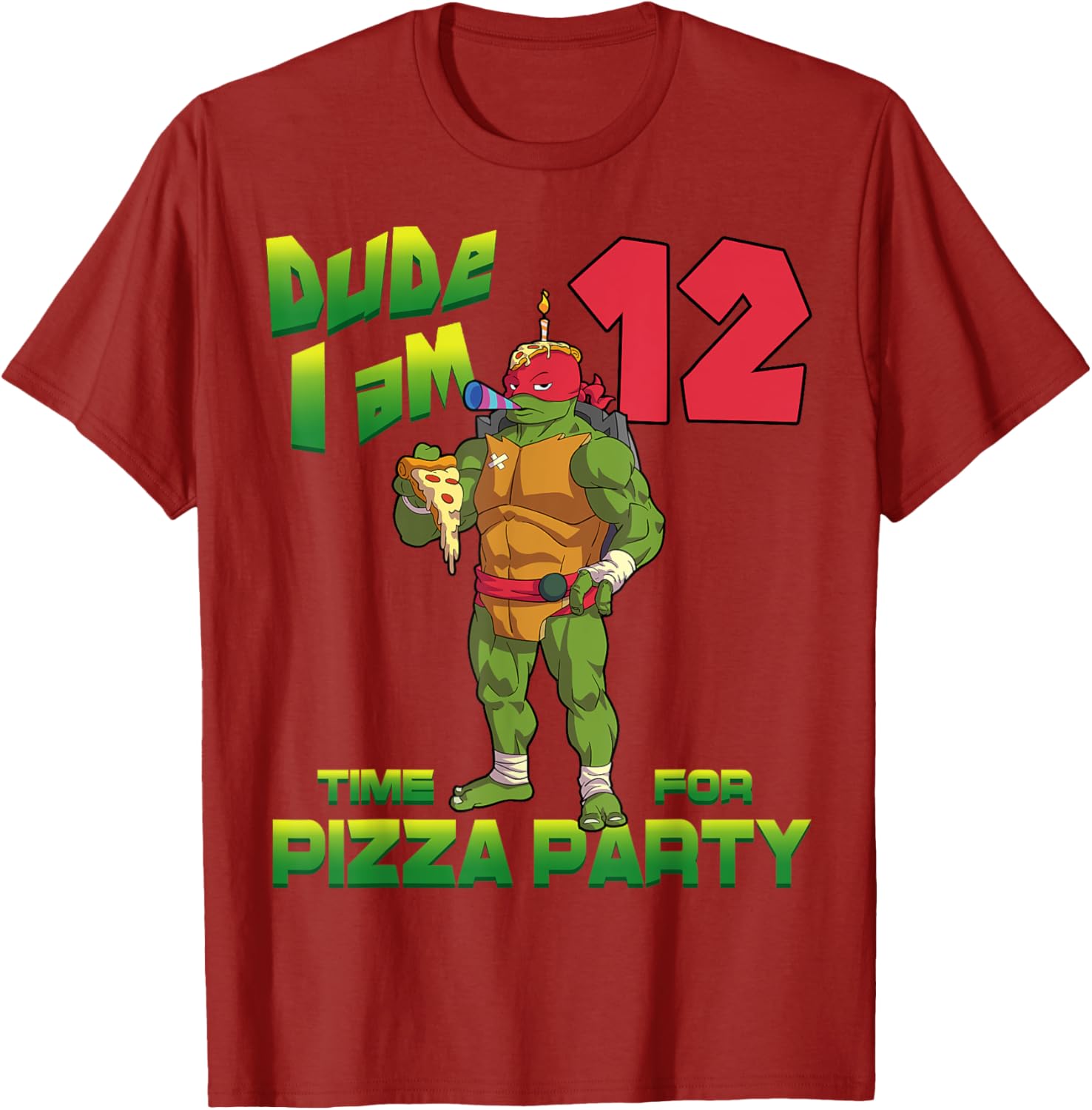 Mademark Teenage Mutant Ninja Turtles Raphael Pizza Birthday Tee for Kids - 3
