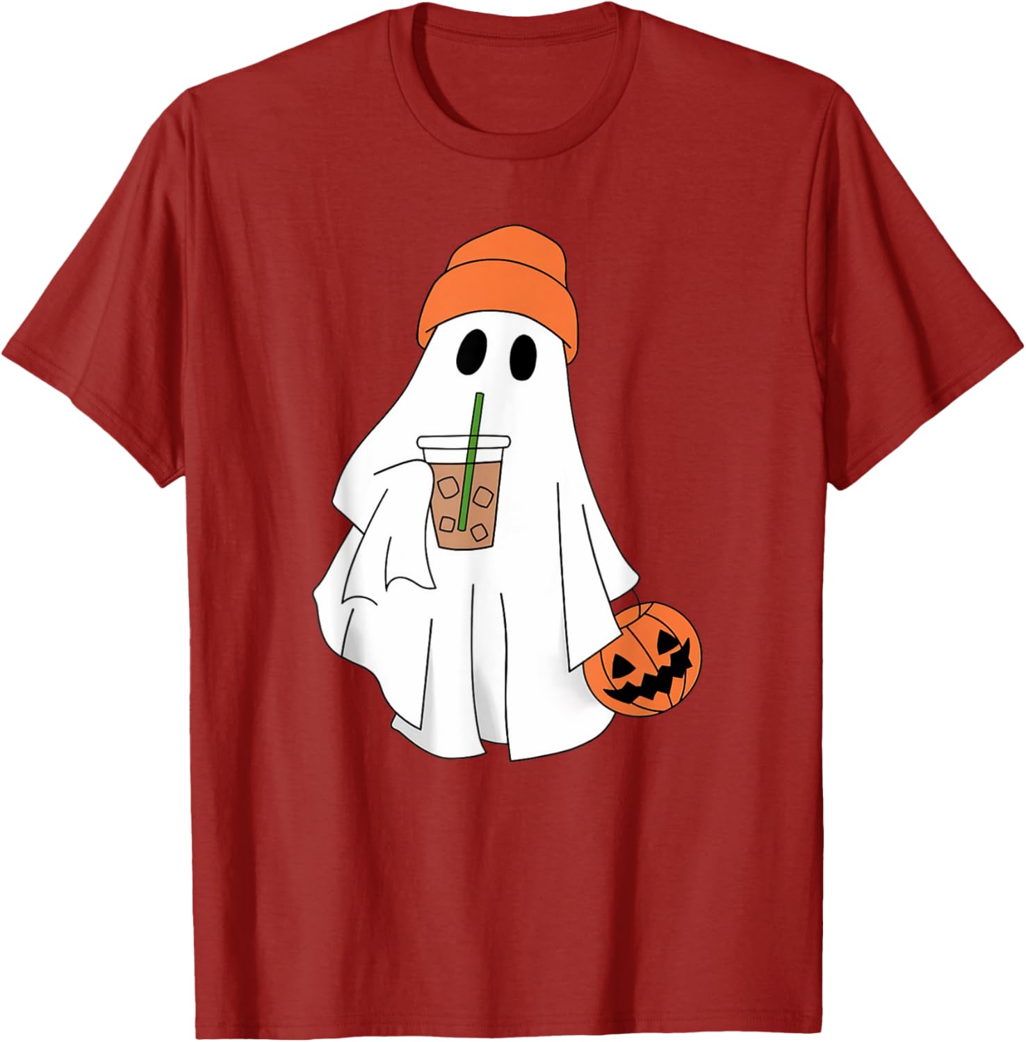 Halloween Ghost Drinking Coffee T-Shirt for Men and Women - 4