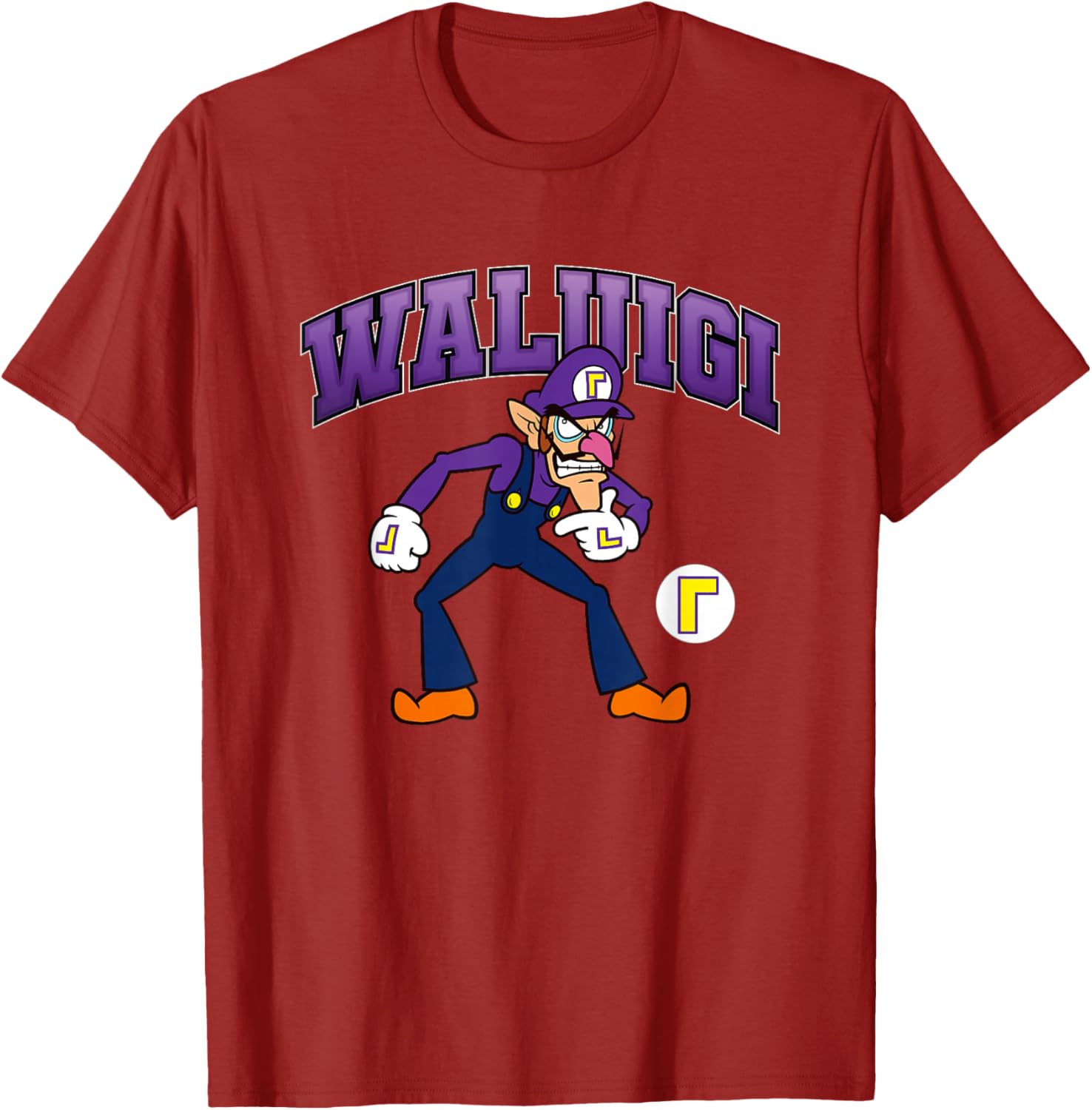 Super Mario Bros Waluigi Big Character Portrait T-Shirt for Fans - 7