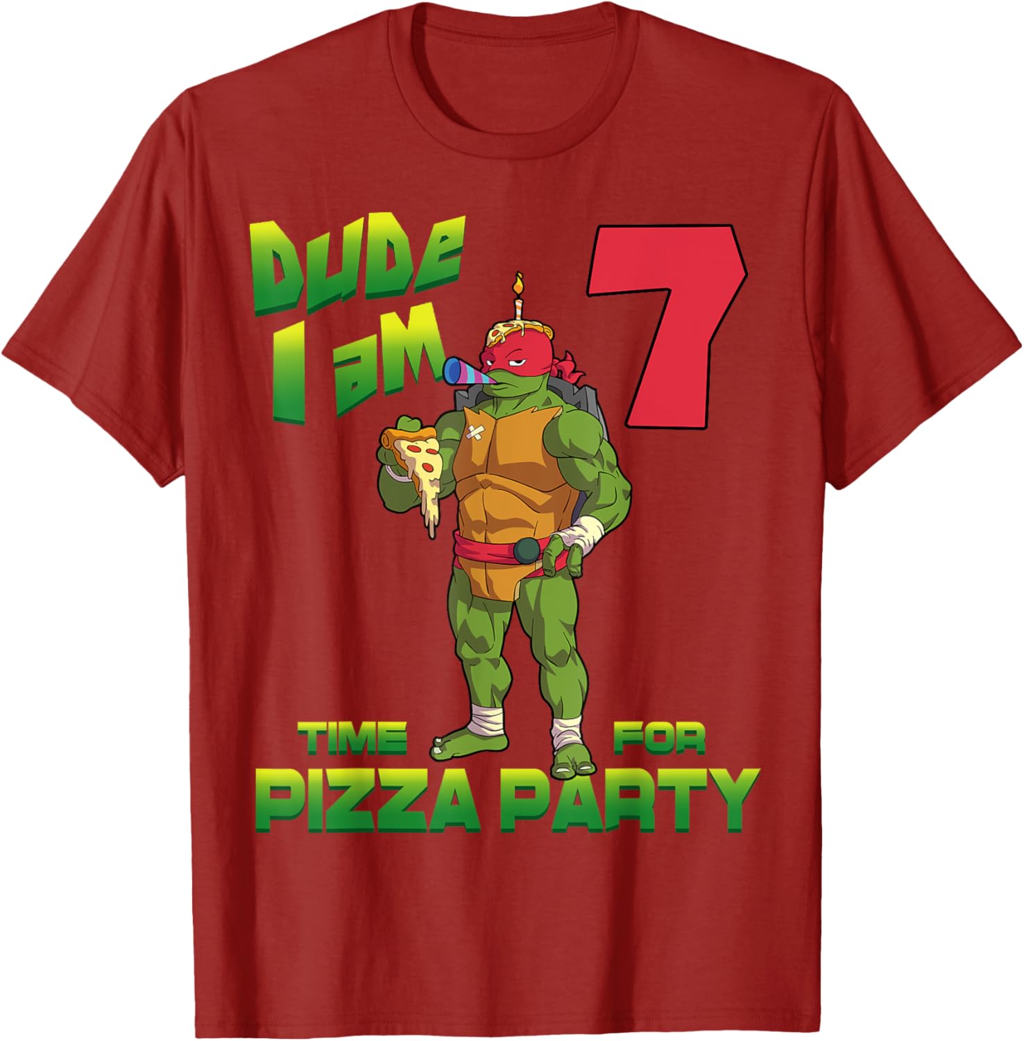 Mademark TMNT Raphael Pizza Party T-Shirt for 7 Year Olds - 25