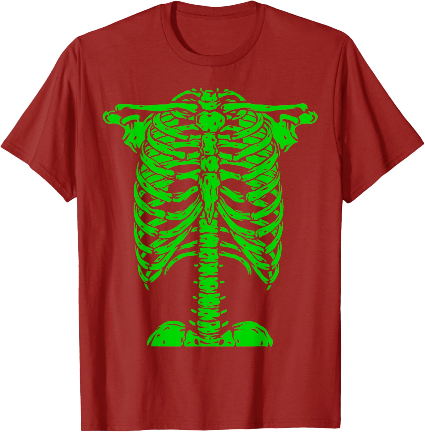Skeleton Green Rib Cage X-Ray T-Shirt for Halloween Fun and Style - 10