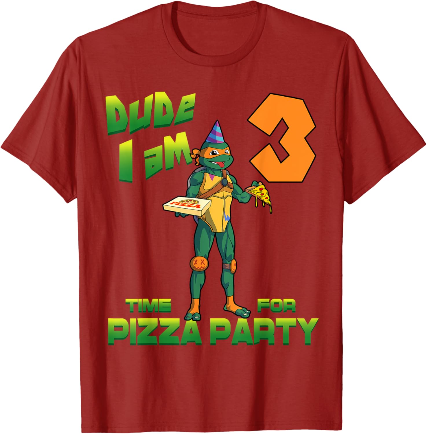 Michelangelo Pizza Birthday T-Shirt for 3 Year Old TMNT Fans - 6
