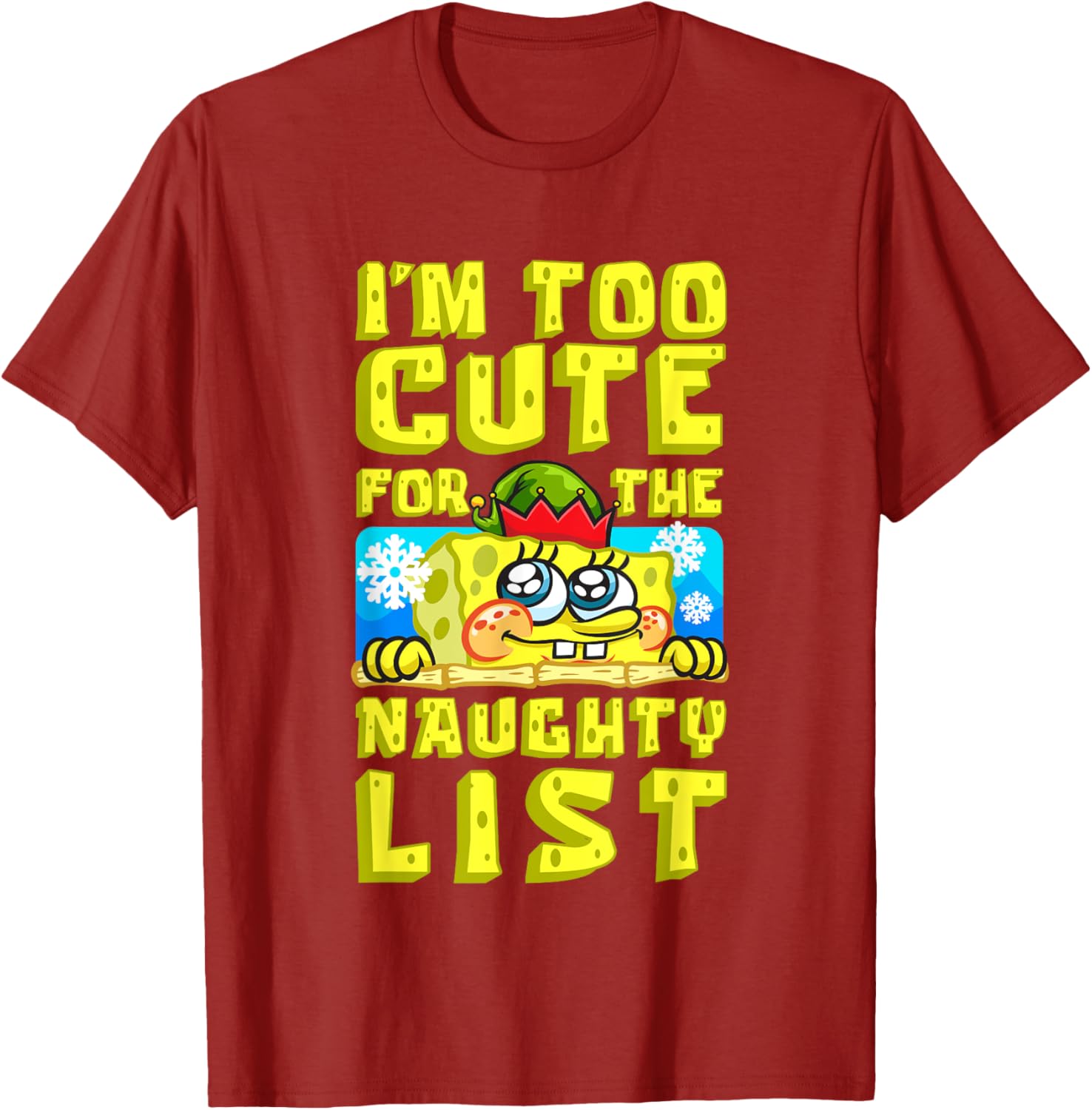 SpongeBob Christmas I'm Too Cute for the Naughty List T-Shirt Gift - 2