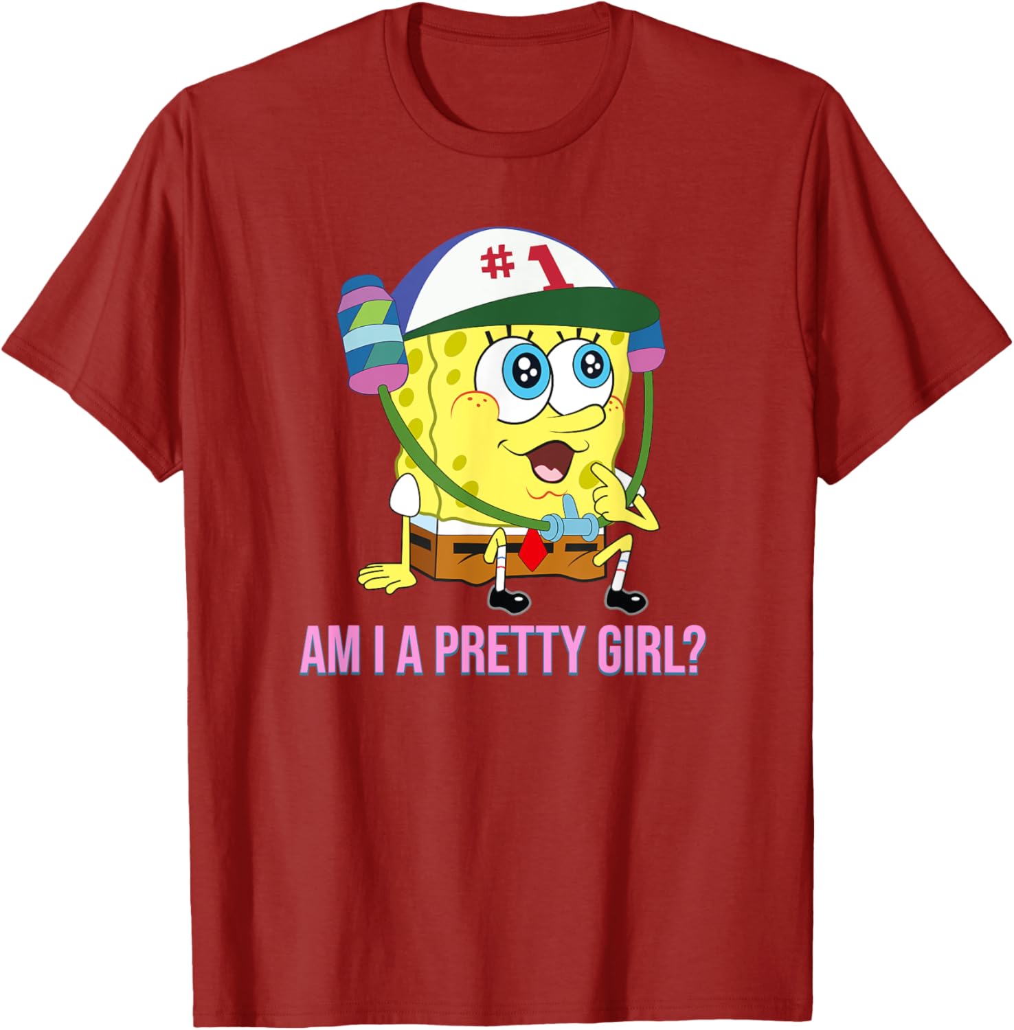 Cute SpongeBob SquarePants Am I a Pretty Girl T-Shirt for Fun Fashion - 18