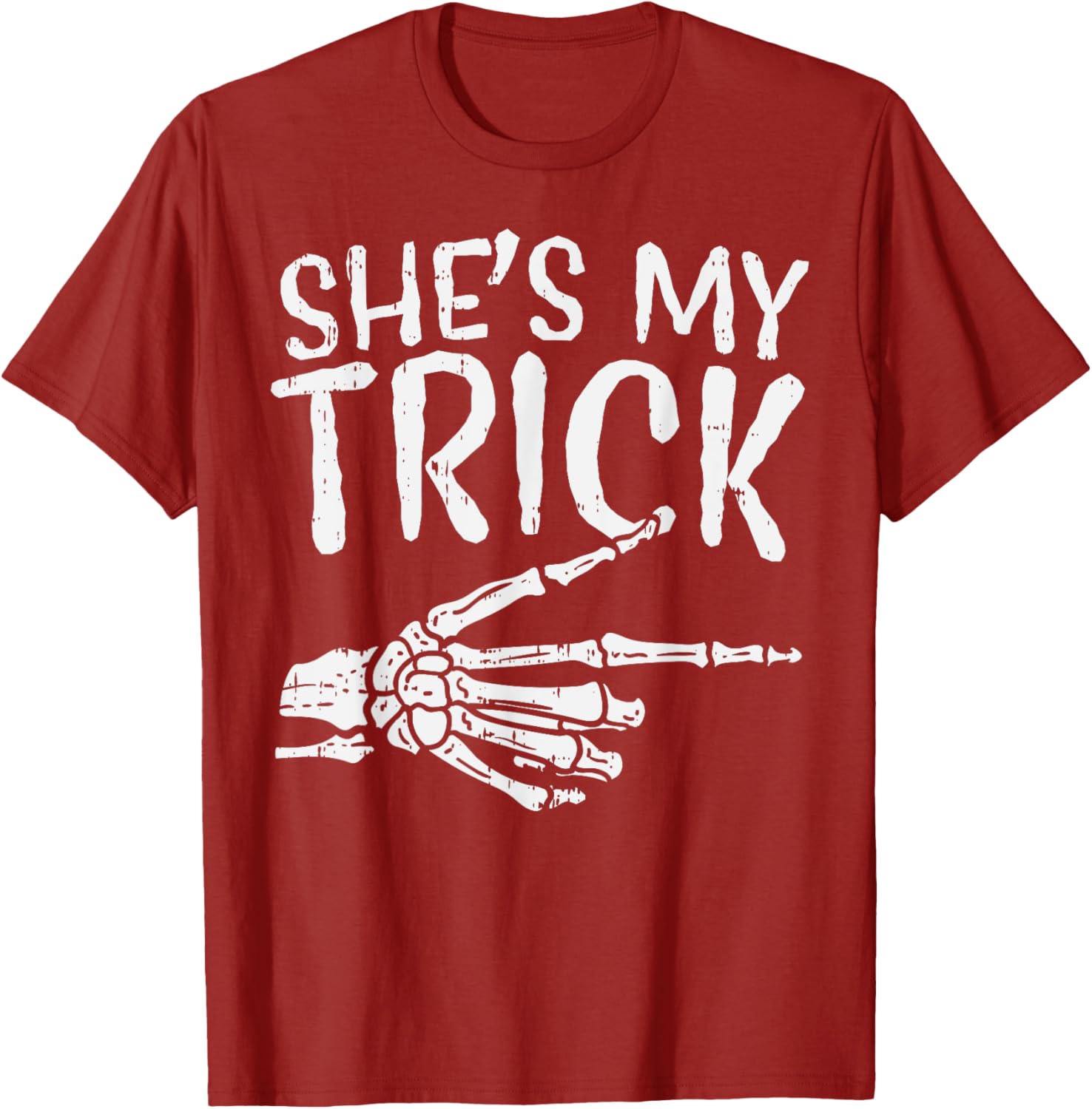 Cute Boyfriend T-Shirt for Matching Halloween Costume - She’s My Trick Design - 10