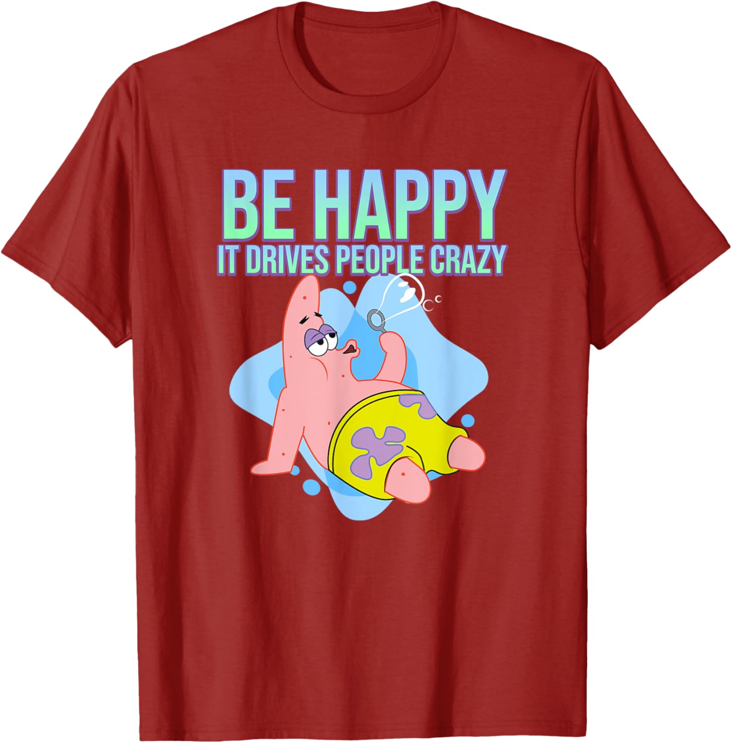 Mademark Patrick Star Be Happy T-Shirt Fun SpongeBob SquarePants Apparel - 15