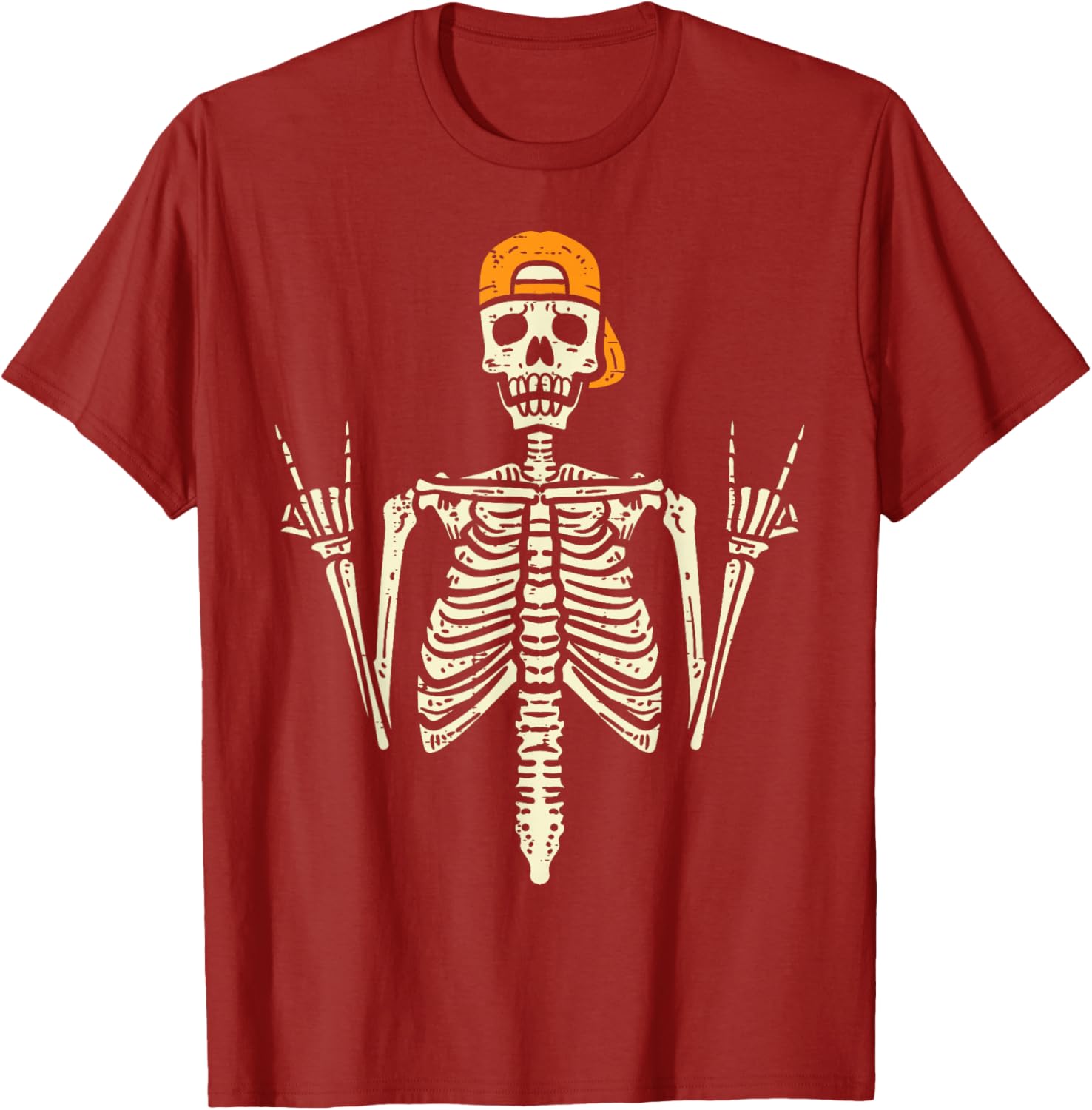 Cool Rocker Skeleton Cap Skater T-Shirt for Halloween Punk Rock Style - 14
