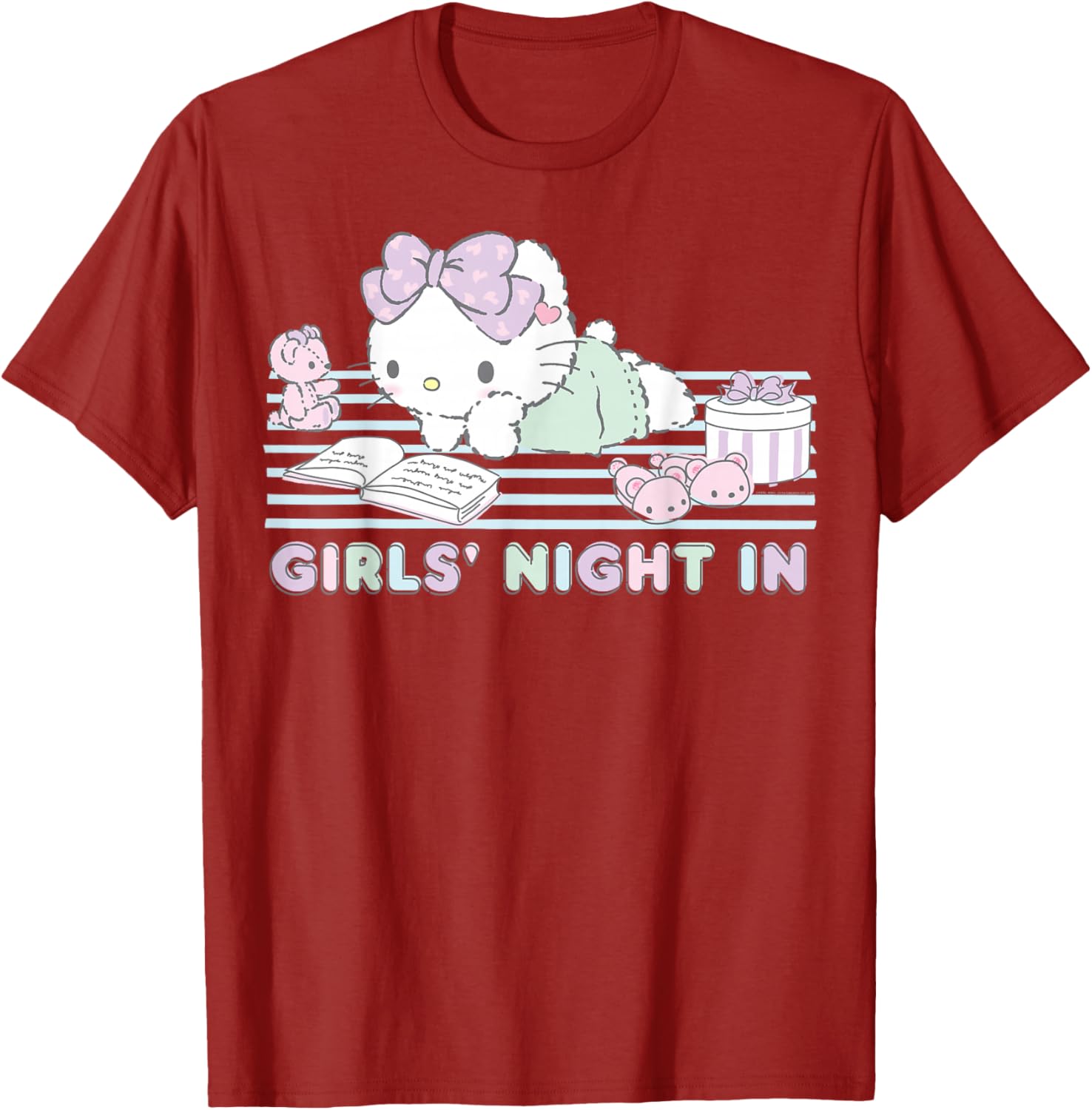 Hello Kitty Girls Night In Reading Short Sleeve T-Shirt for Fun Style - 14