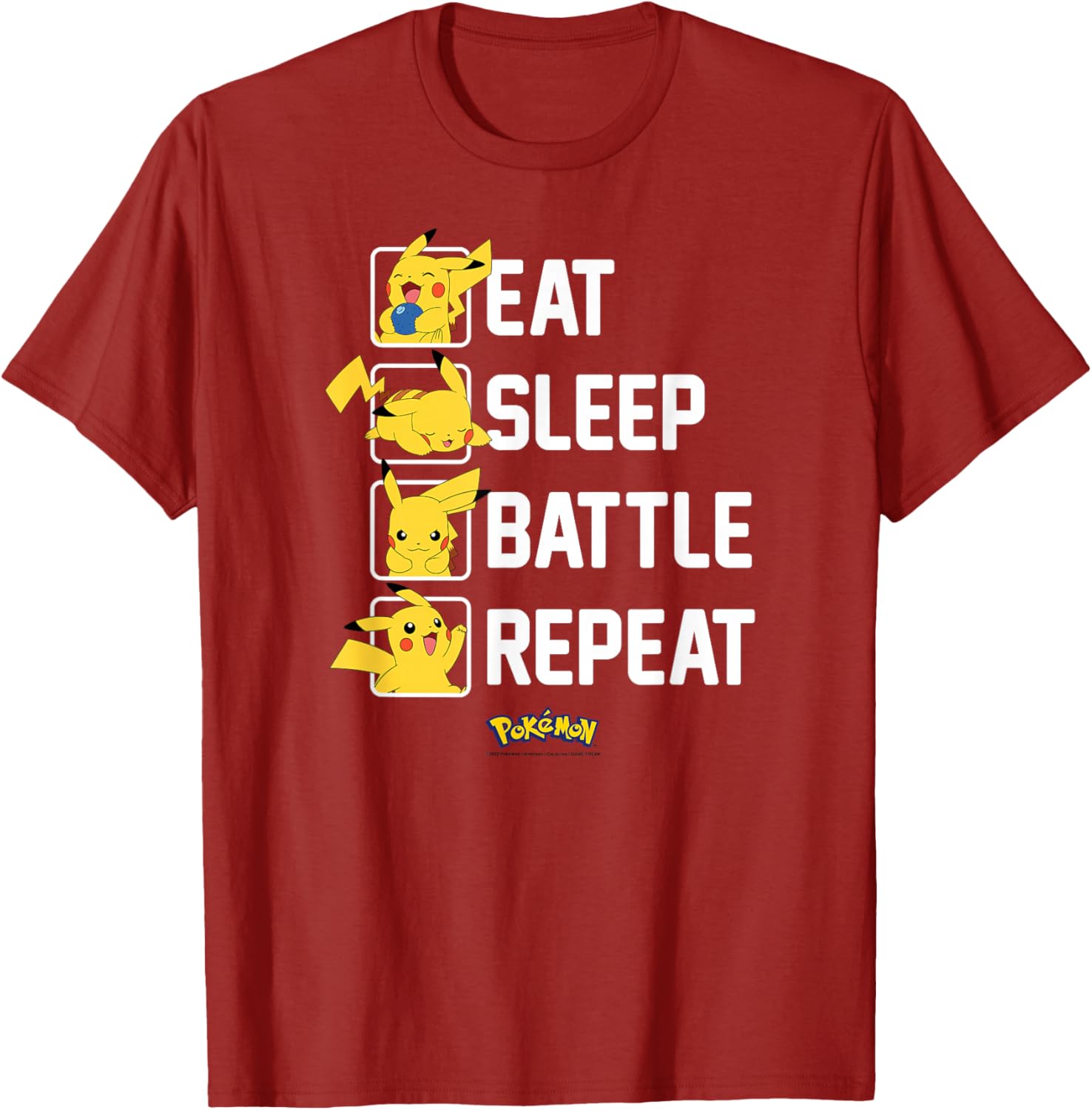 Pikachu Eat Sleep Battle Repeat T-Shirt for Pokémon Fans and Gamers - 15