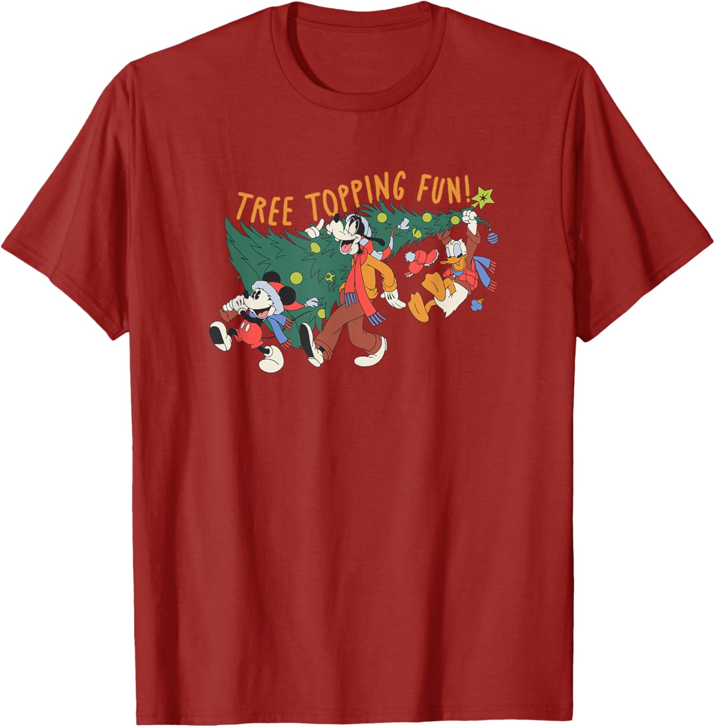 Mickey Mouse Goofy Donald Christmas Tree Topping T-Shirt for Men - 4