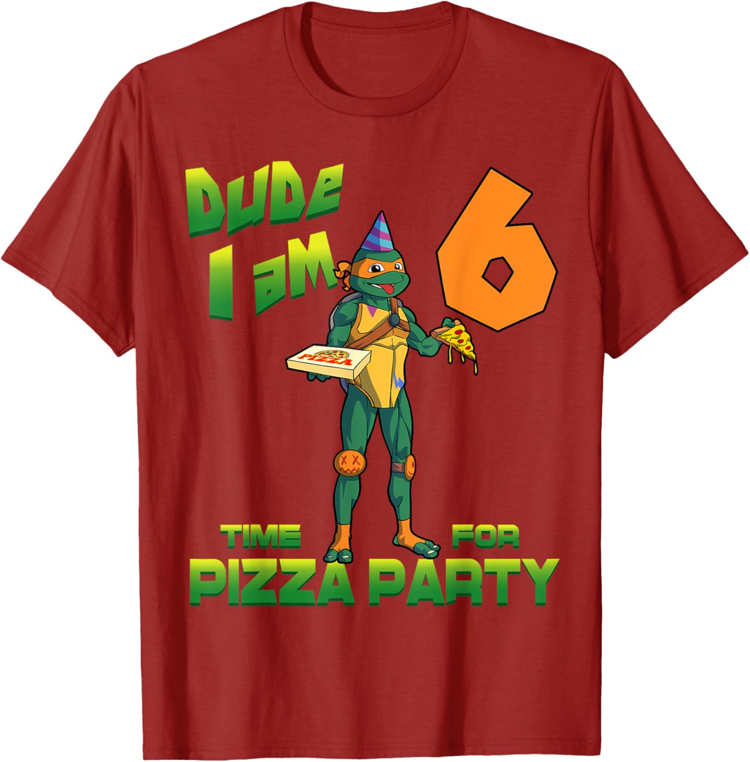 Mademark TMNT Michelangelo Pizza Birthday T-Shirt for 6 Year Olds - 16
