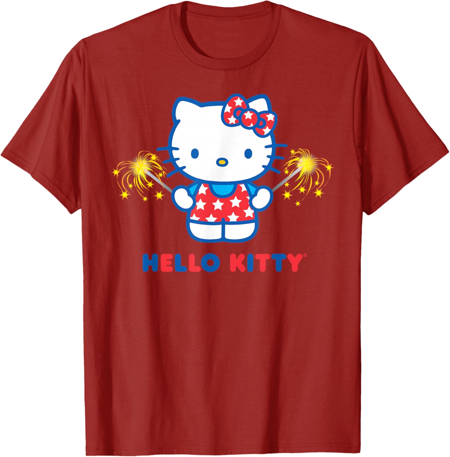 Hello Kitty Fireworks Patriotic Star T-Shirt for USA Celebrations - 5