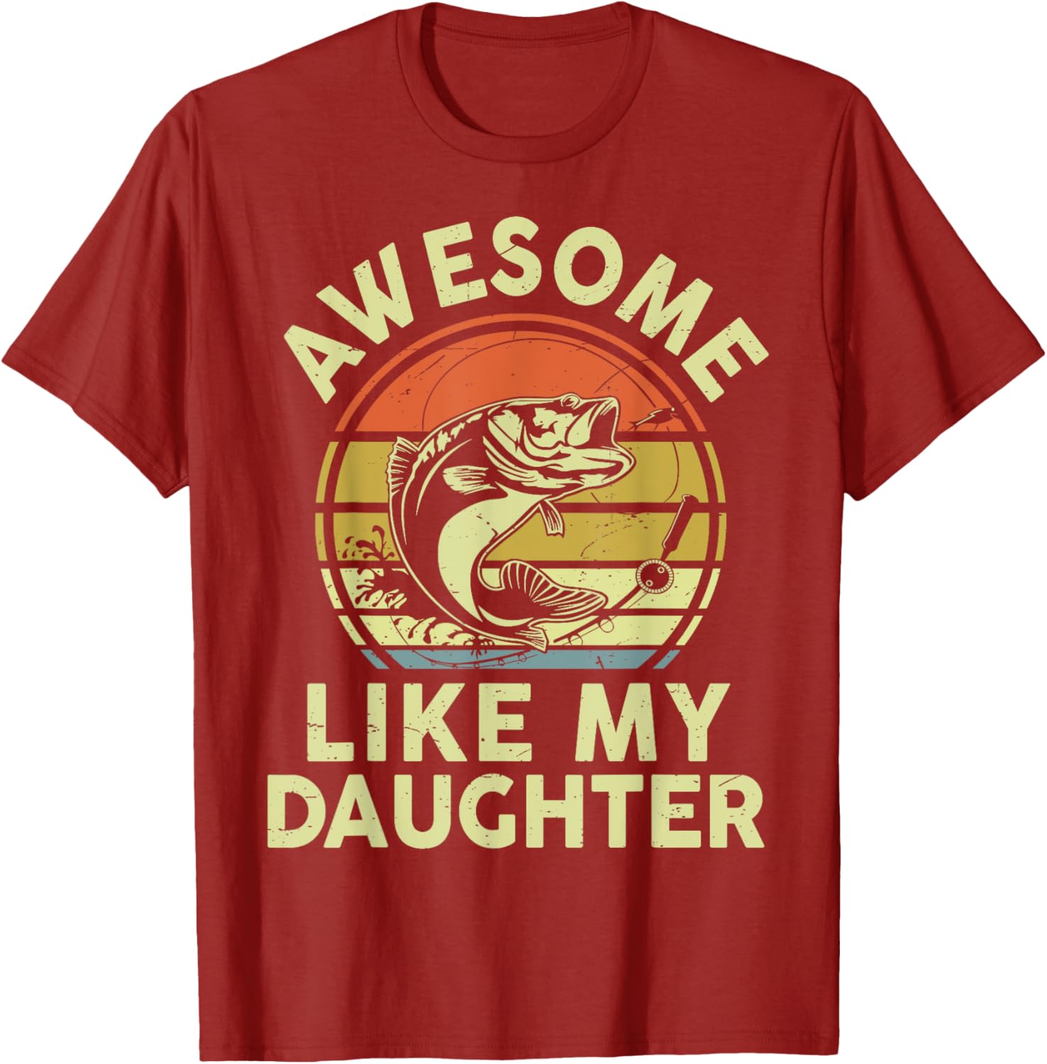 Bass Fish Dad T-Shirt Funny Papa Fishing Apparel for Daughters Love - 1
