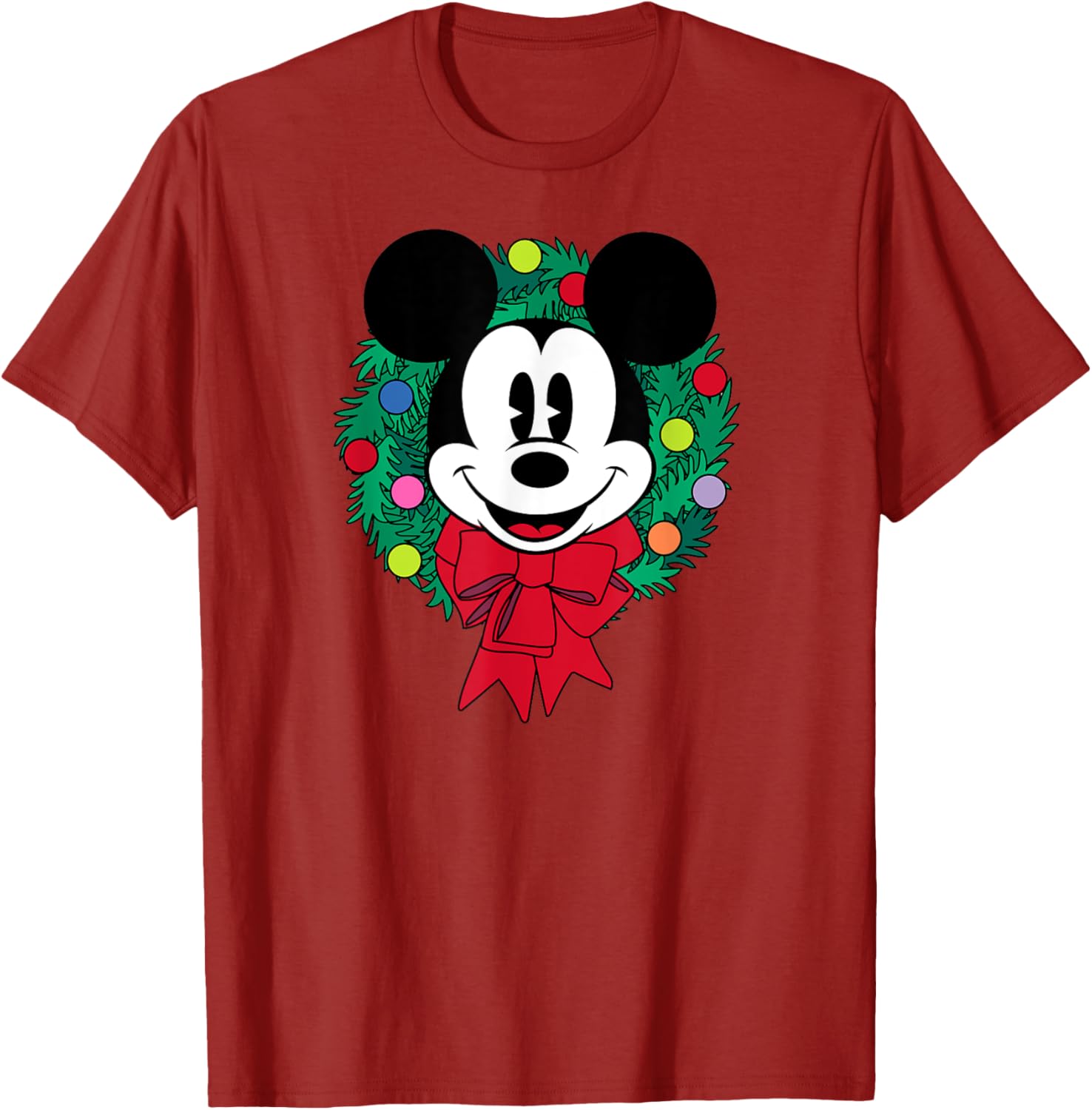 Festive Mickey Mouse Christmas Wreath T-Shirt for Men, Blue Small - 3