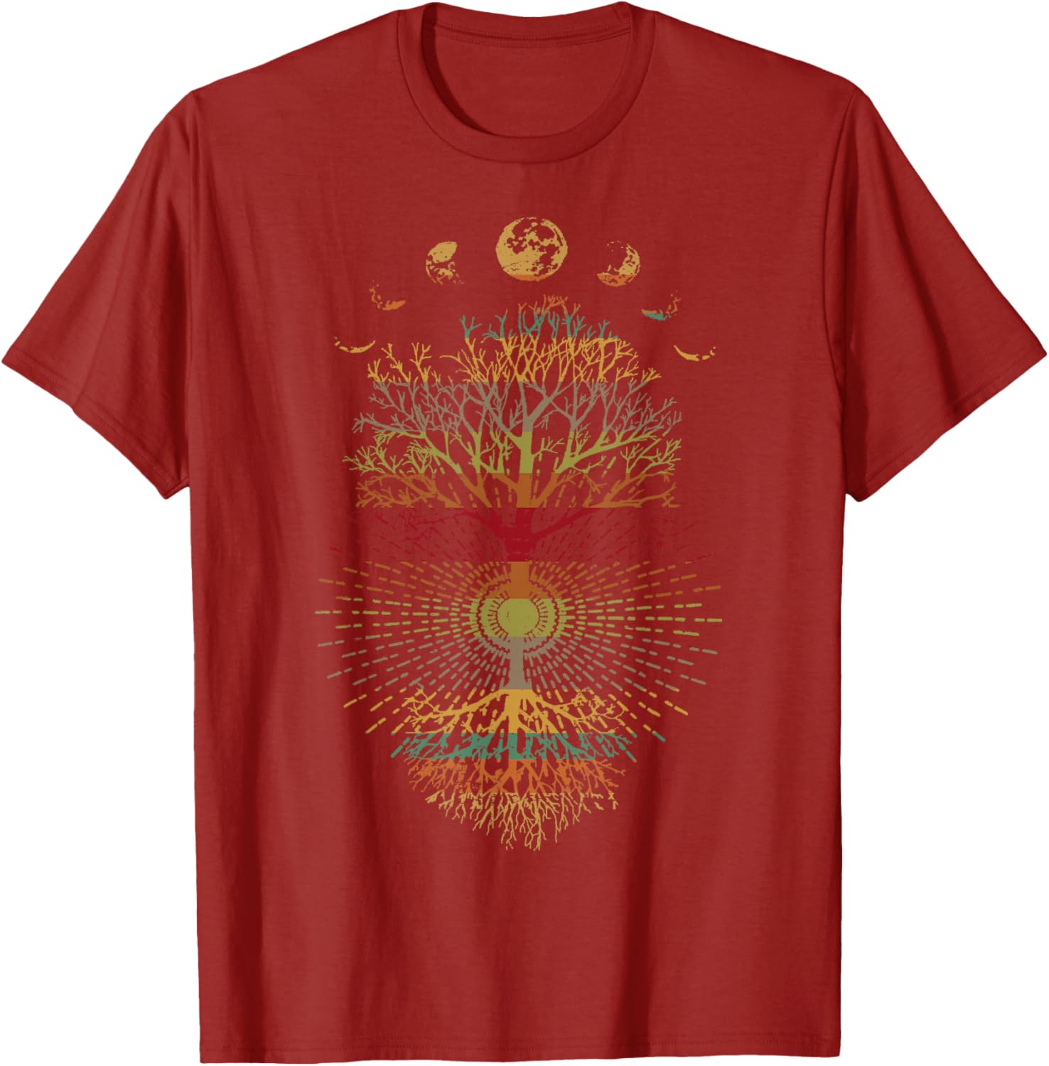 Phases of the Moon Retro Tree of Life T-Shirt 60s 70s Vibe - 16