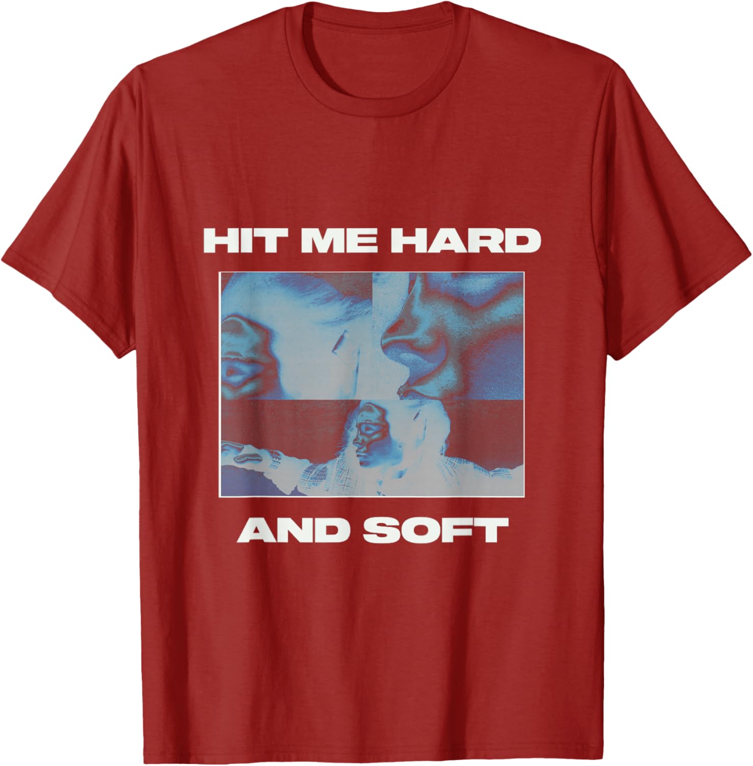 Official Billie Eilish Inverted Red T-Shirt HIT ME HARD AND SOFT Design - 1