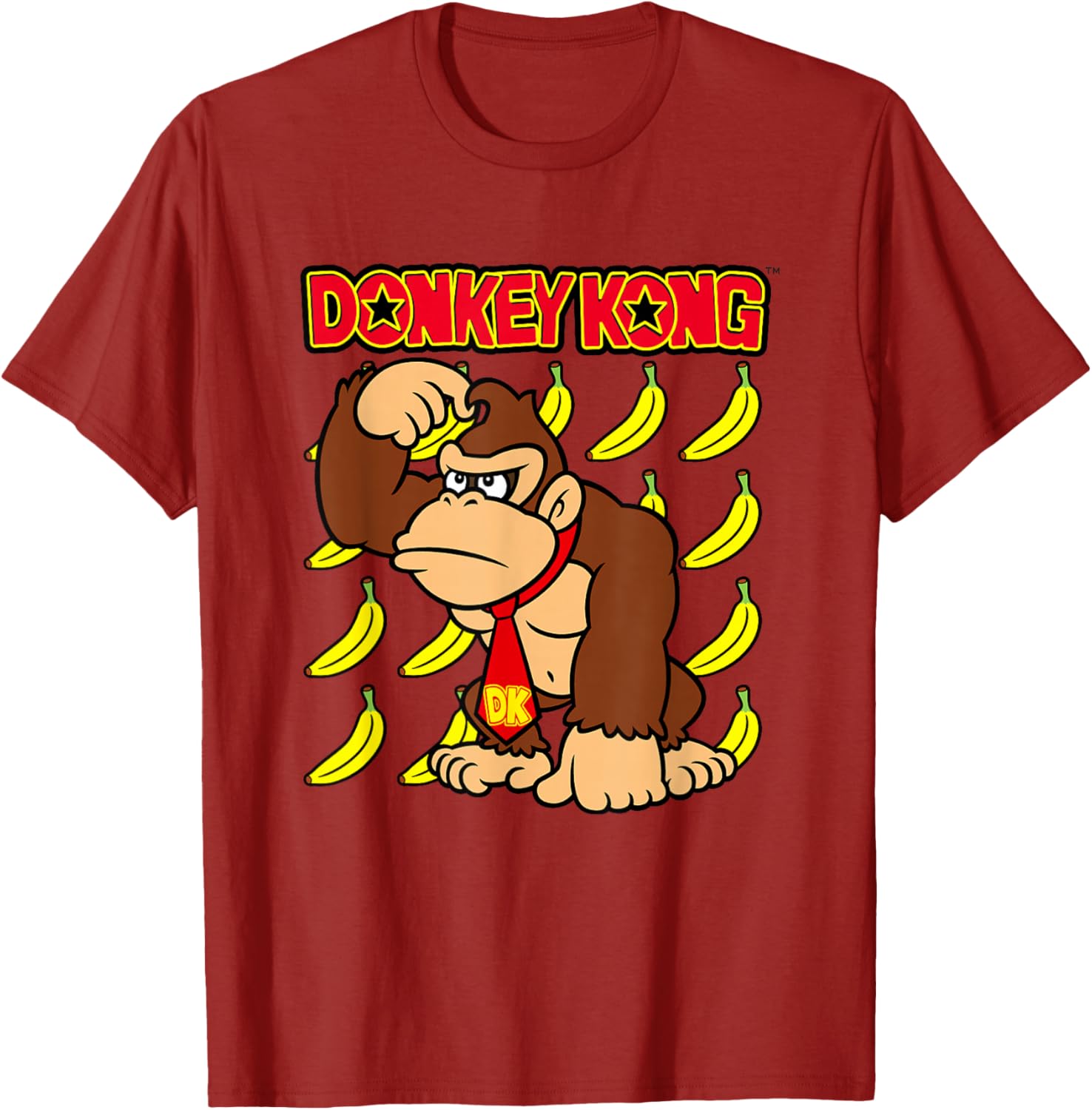 Donkey Kong Ape Thoughts Banana Background Graphic T-Shirt for Fans - 5