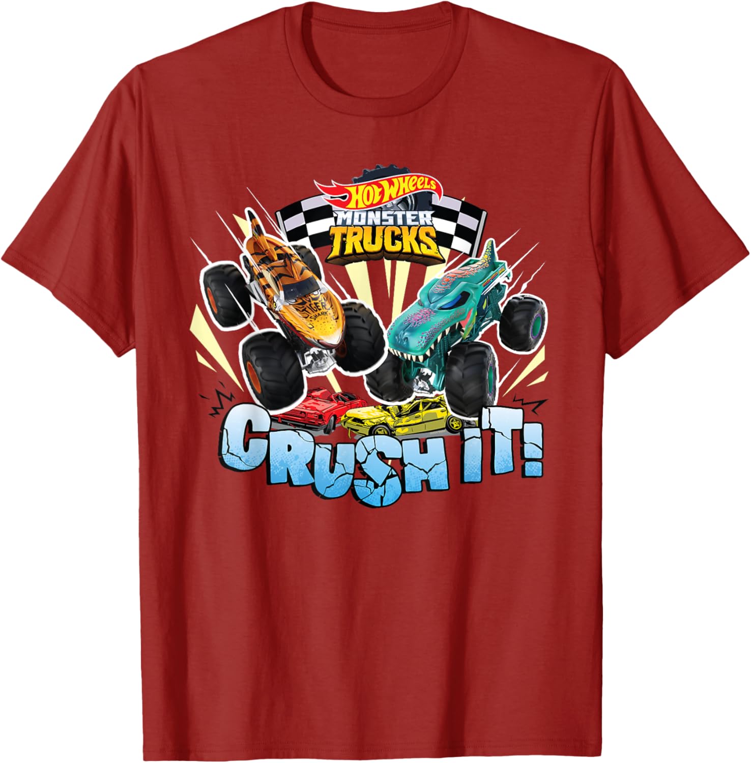 Hot Wheels Monster Trucks Crush It T-Shirt for Kids Fun and Style - 10