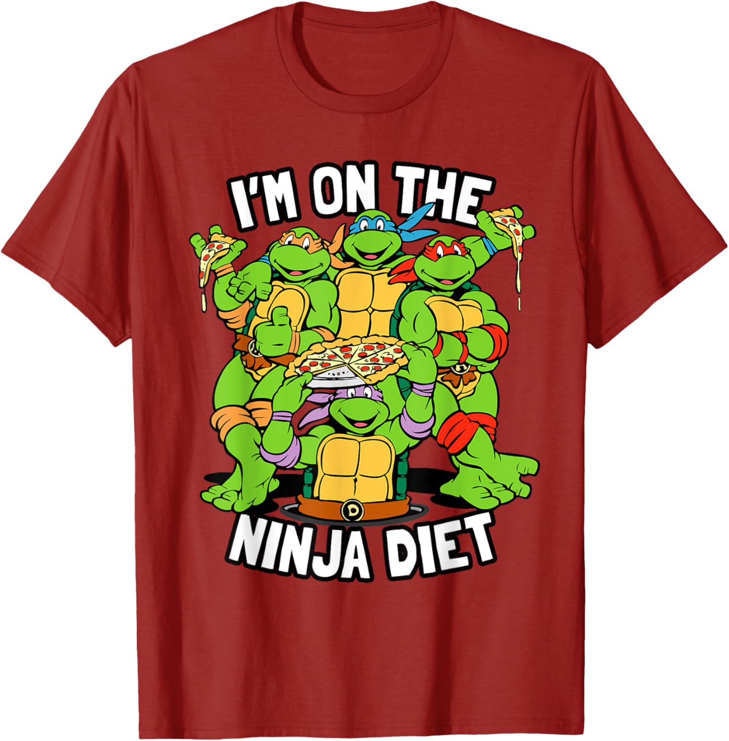 Mademark TMNT Pizza T-Shirt I'm on the Ninja Diet Fun Graphic Tee - 9