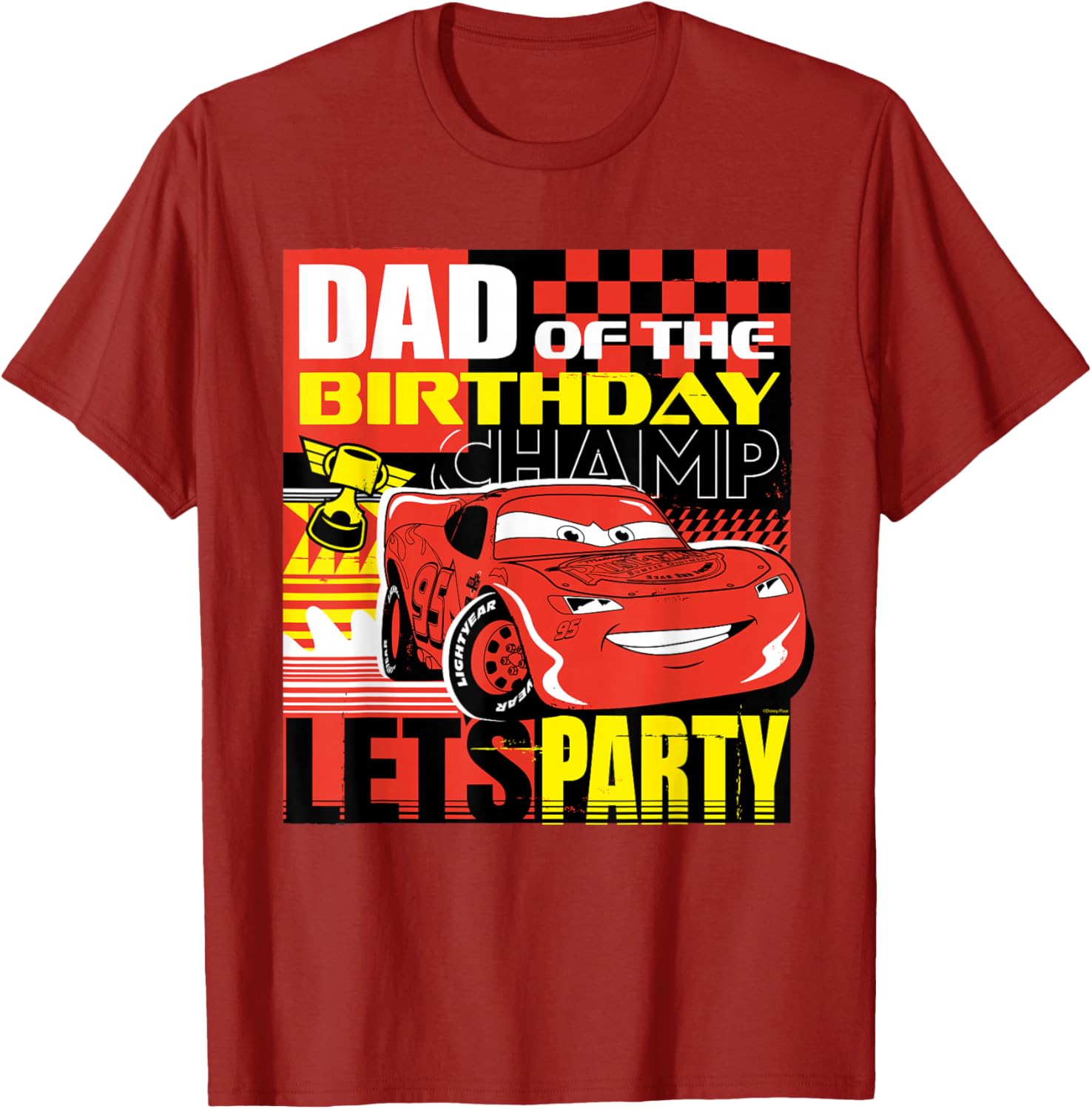 Disney Pixar Cars Dad of the Birthday Champ T-Shirt Fun Party Wear - 14