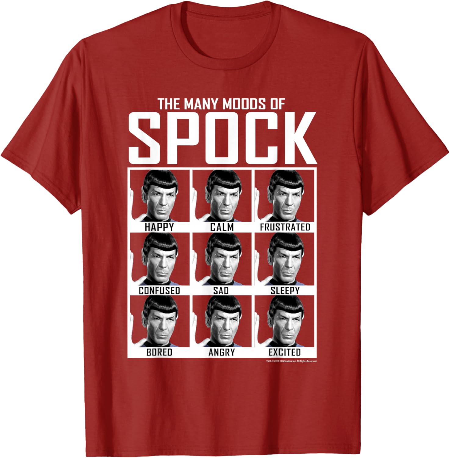 Star Trek Spock Moods Textbook T-Shirt for Fans of Classic Sci-Fi Fashion - 7