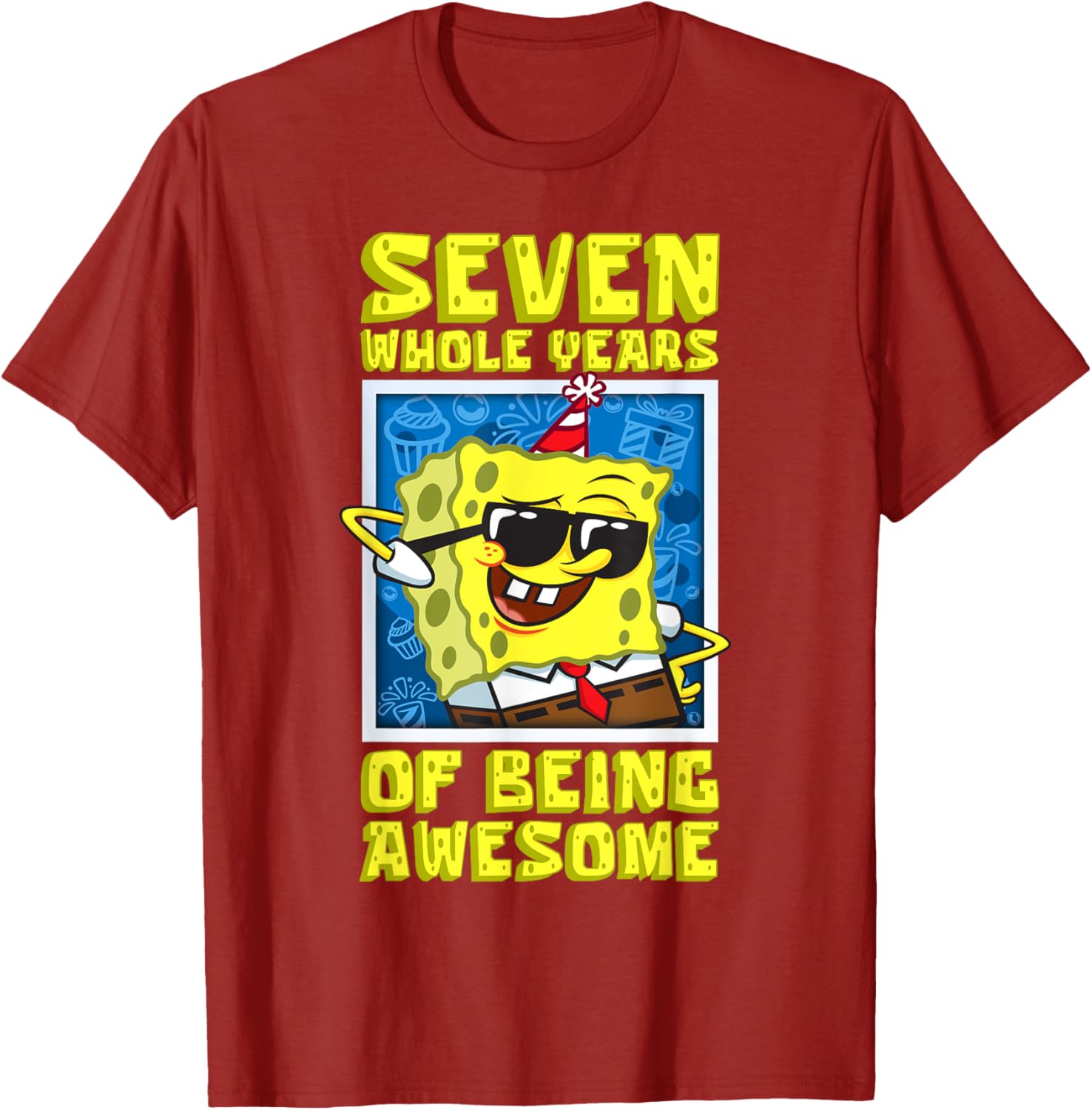Mademark SpongeBob Seven Years of Awesome 7th Birthday Gift T-Shirt - 20