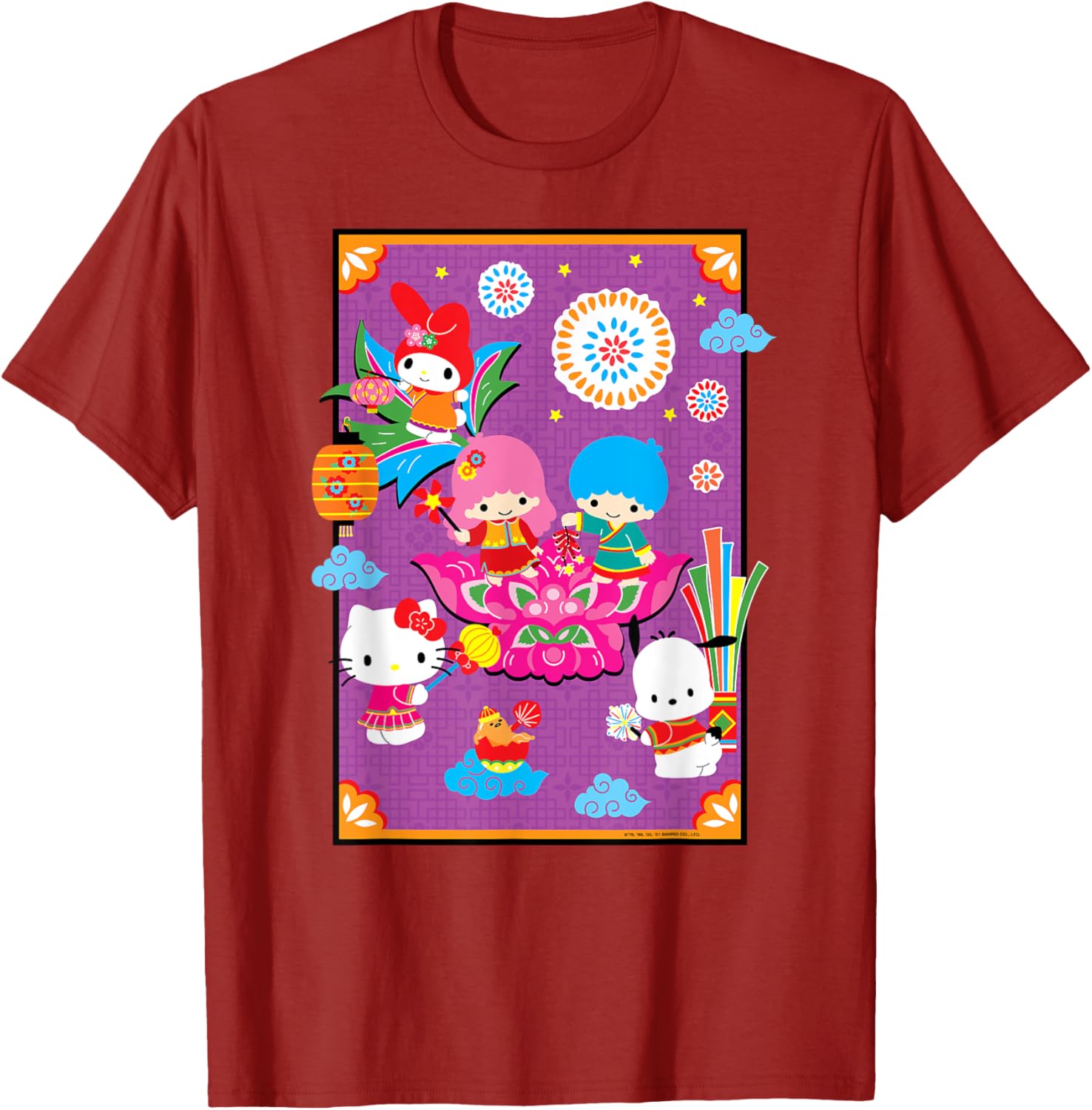 Hello Kitty & Friends Lunar New Year T-Shirt for Adults - Black, Small - 16