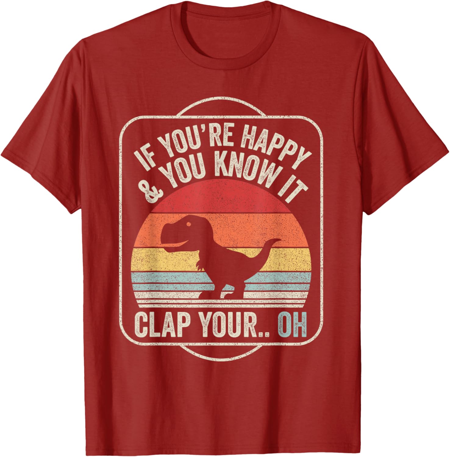 Catch Some Rays T-Rex Happy Dino Vintage Black Short Sleeve T-Shirt - 13