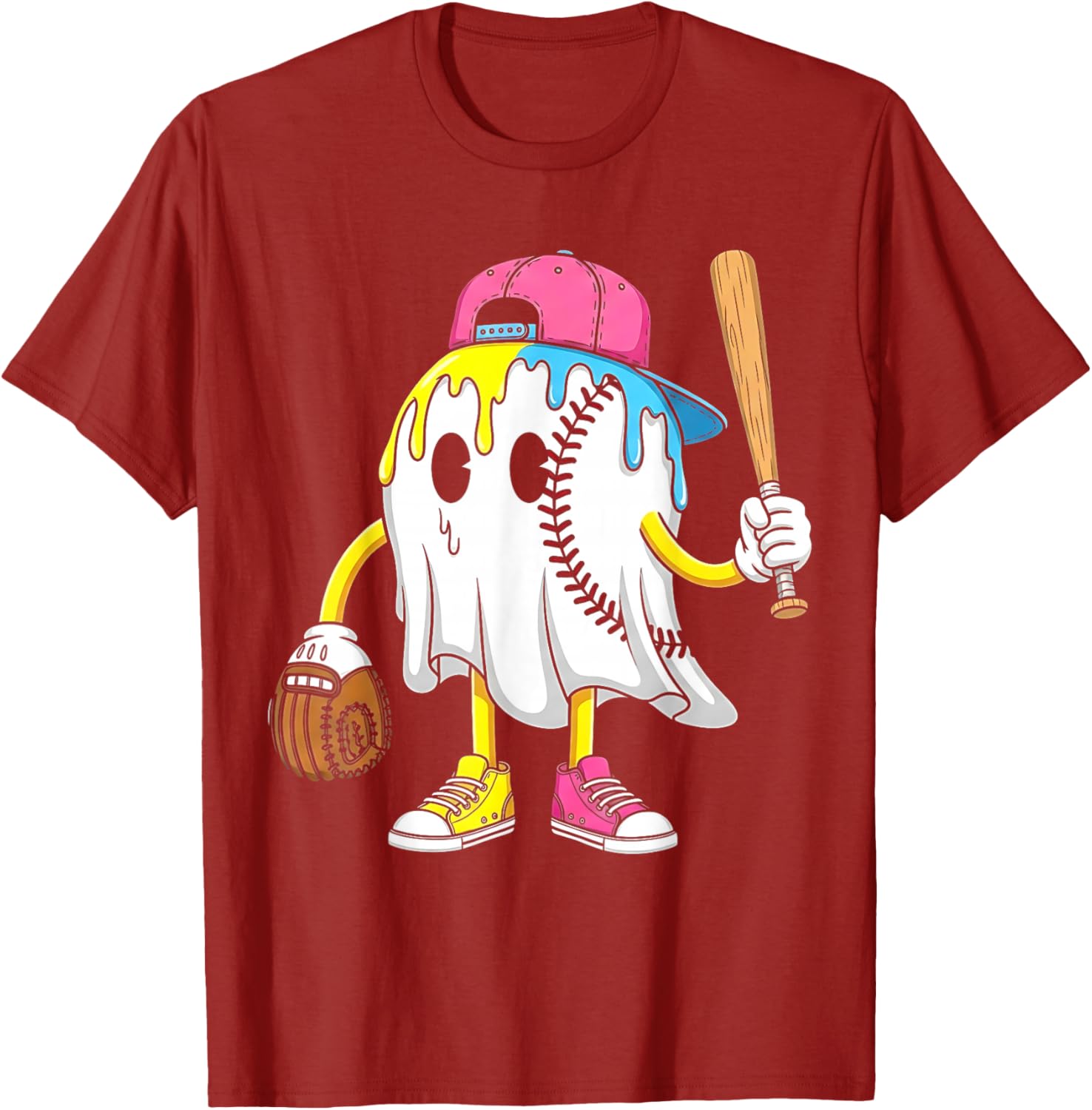 Funny Halloween Baseball Shirt for Boys with Ghost Graphic Design - 2