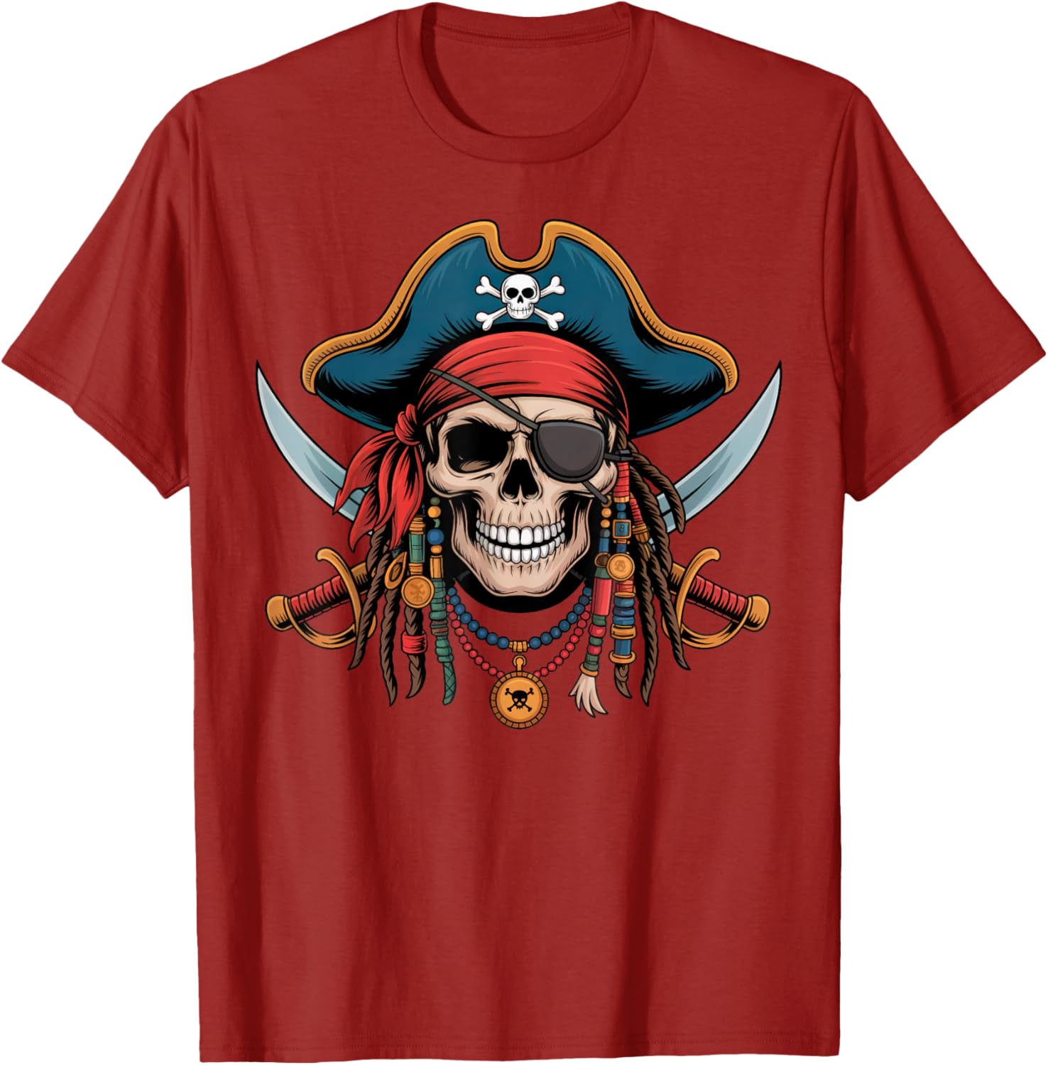 Pirate Skull and Crossbones Skeleton Halloween T-Shirt for Men and Boys - 22