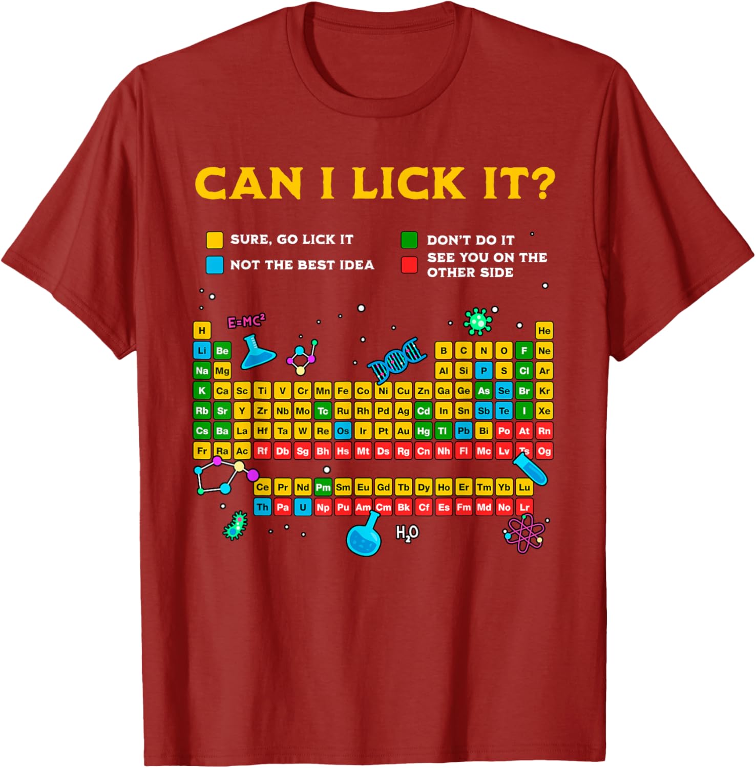 Funny Can I Lick It Periodic Table T-Shirt for Science Teachers and Students - 8