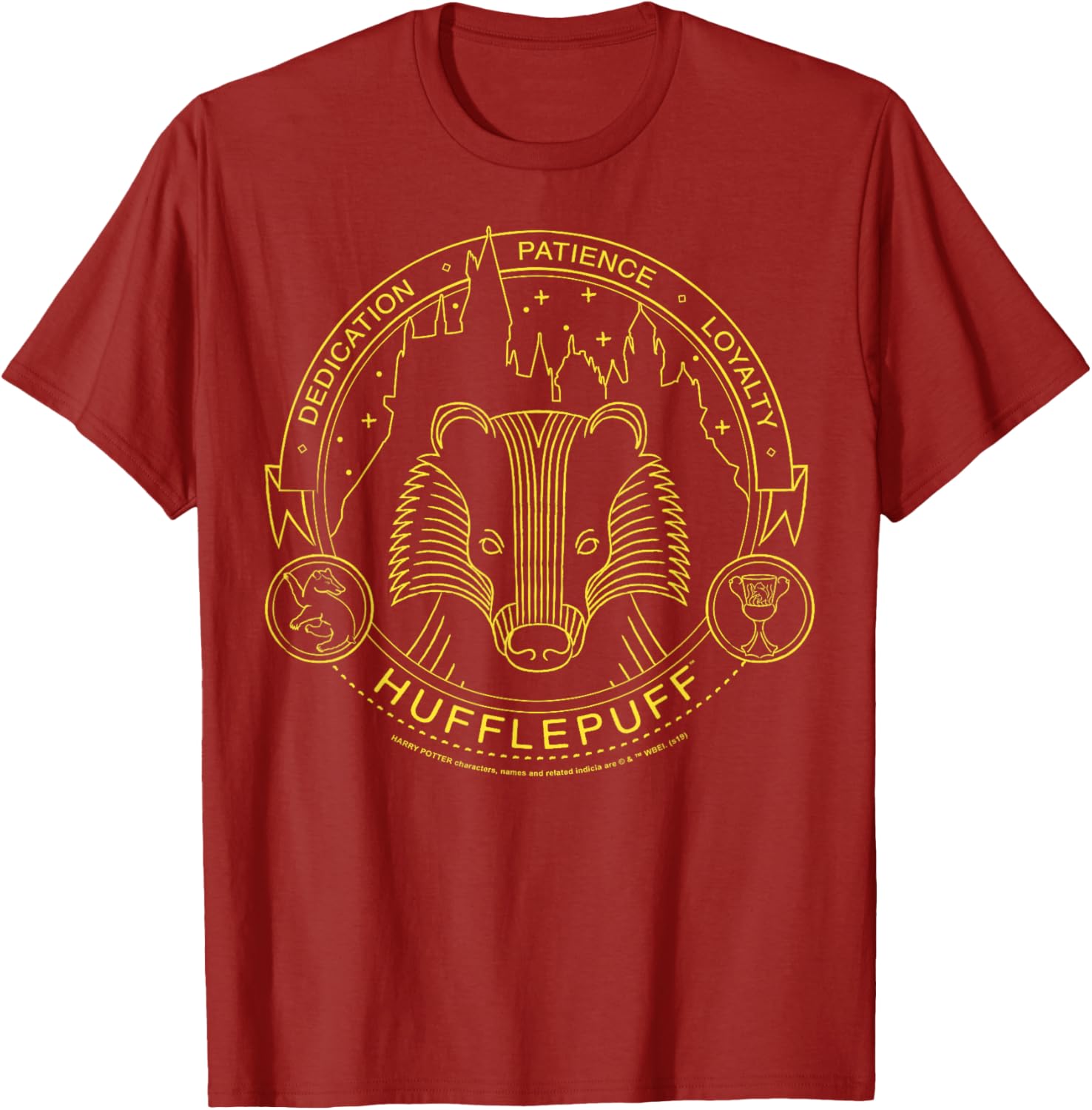 Harry Potter Hufflepuff Symbol Line Art T-Shirt for Fans and Collectors - 13