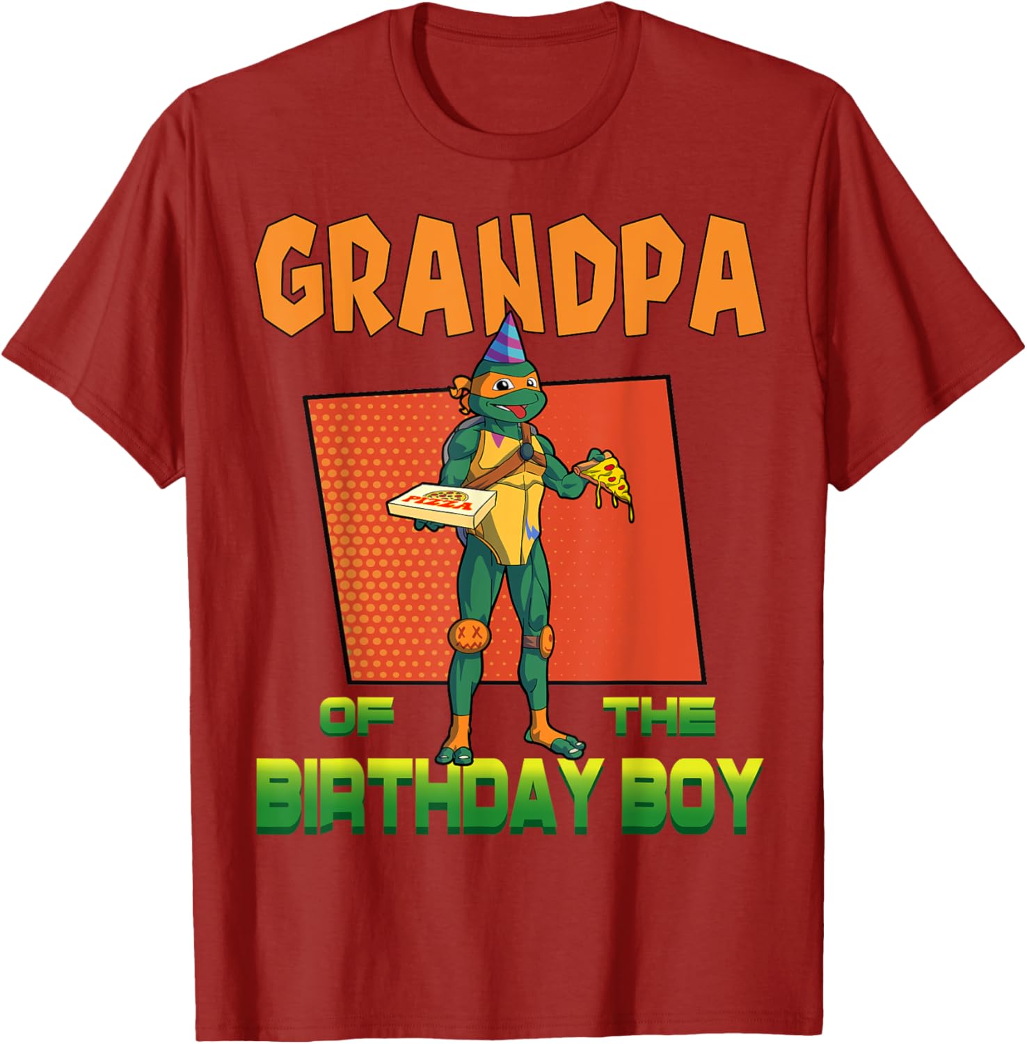Mademark X TMNT Mikey Grandpa Birthday Pizza Party T-Shirt for Kids - 17