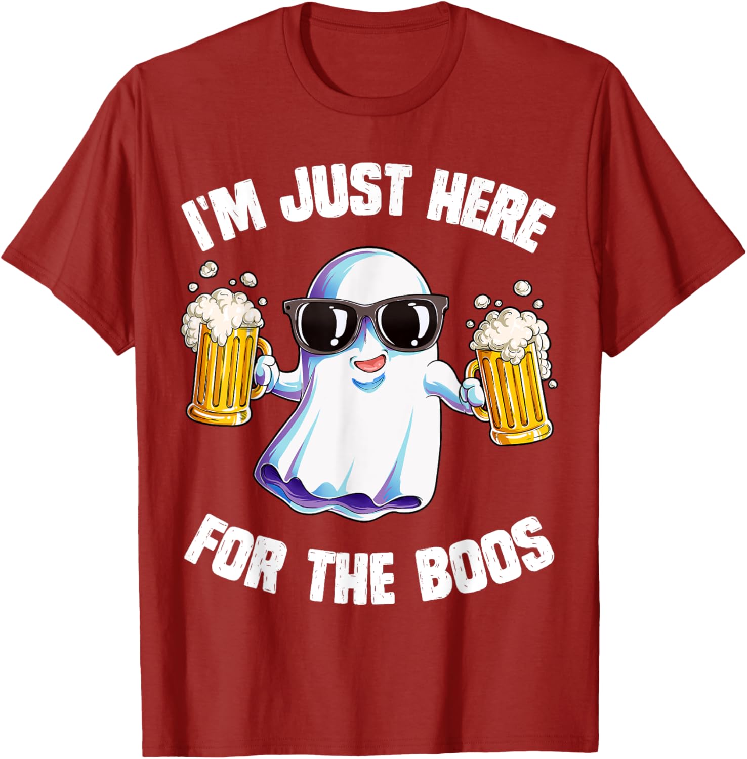 Funny Halloween Ghost T-Shirt for Men and Women I'm Just Here For The Boos - 14
