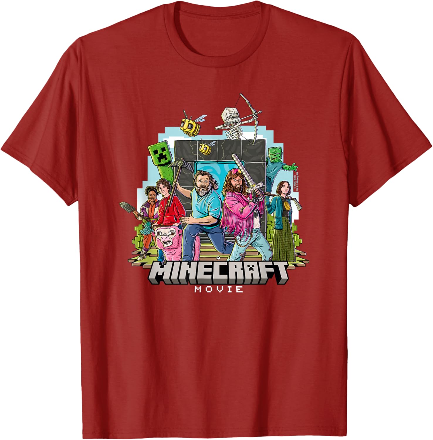 Minecraft Movie Character Group Shot T-Shirt in Cartoon Style - 14