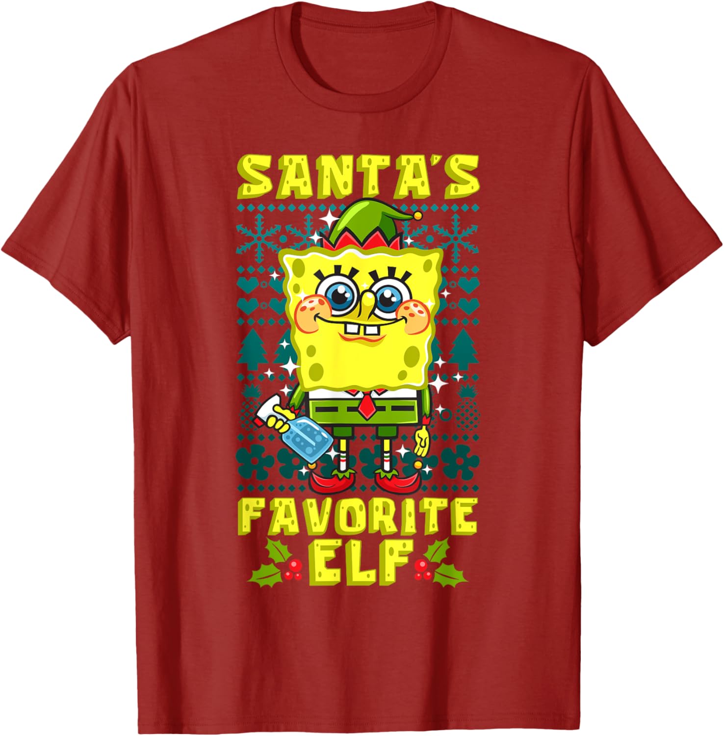 Mademark SpongeBob SquarePants Xmas Elf Matching T-Shirt for Holiday Cheer - 13