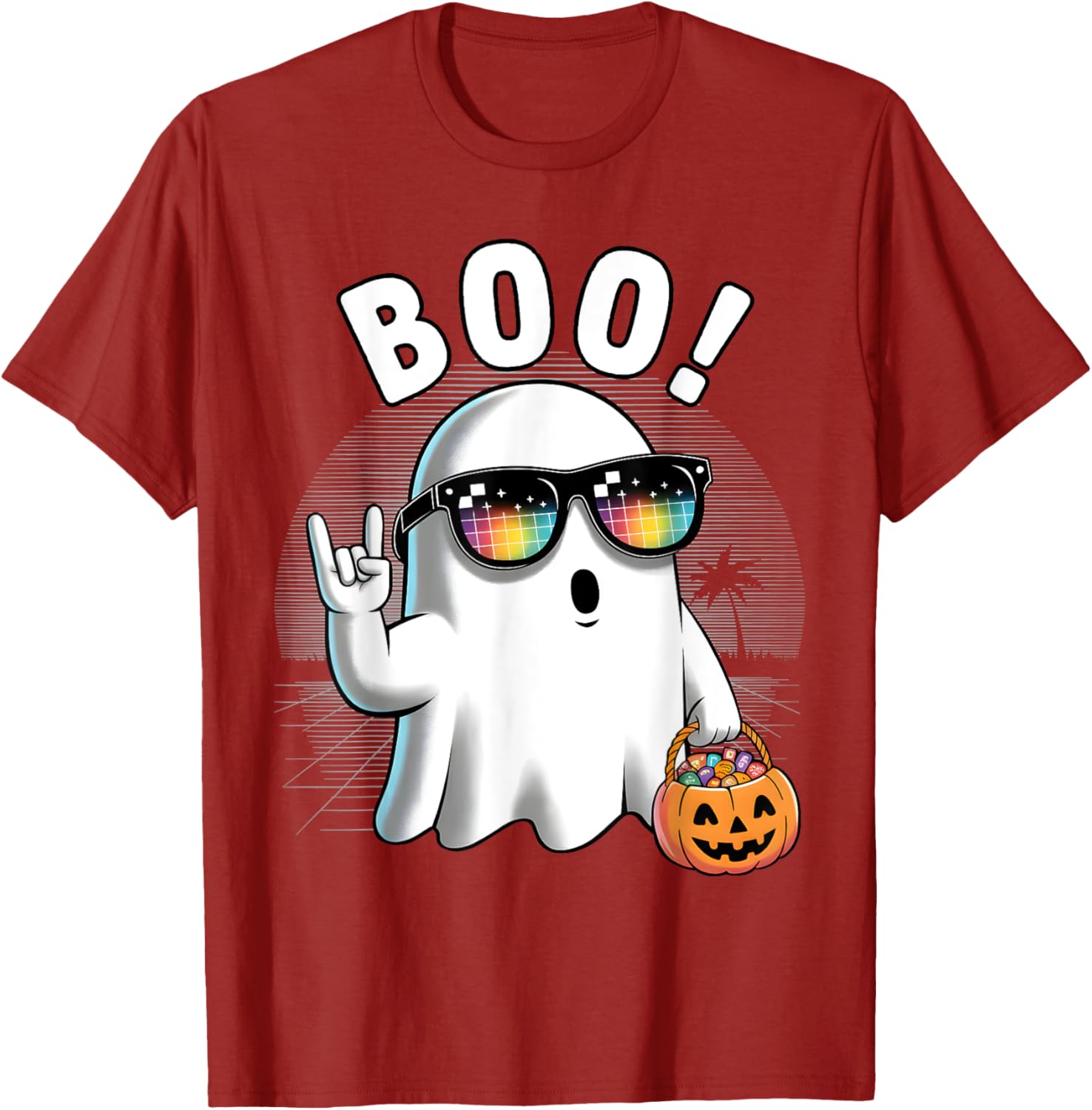 Rock Ghost Retro Halloween Pumpkin T-Shirt for Fun Spooky Style - 10