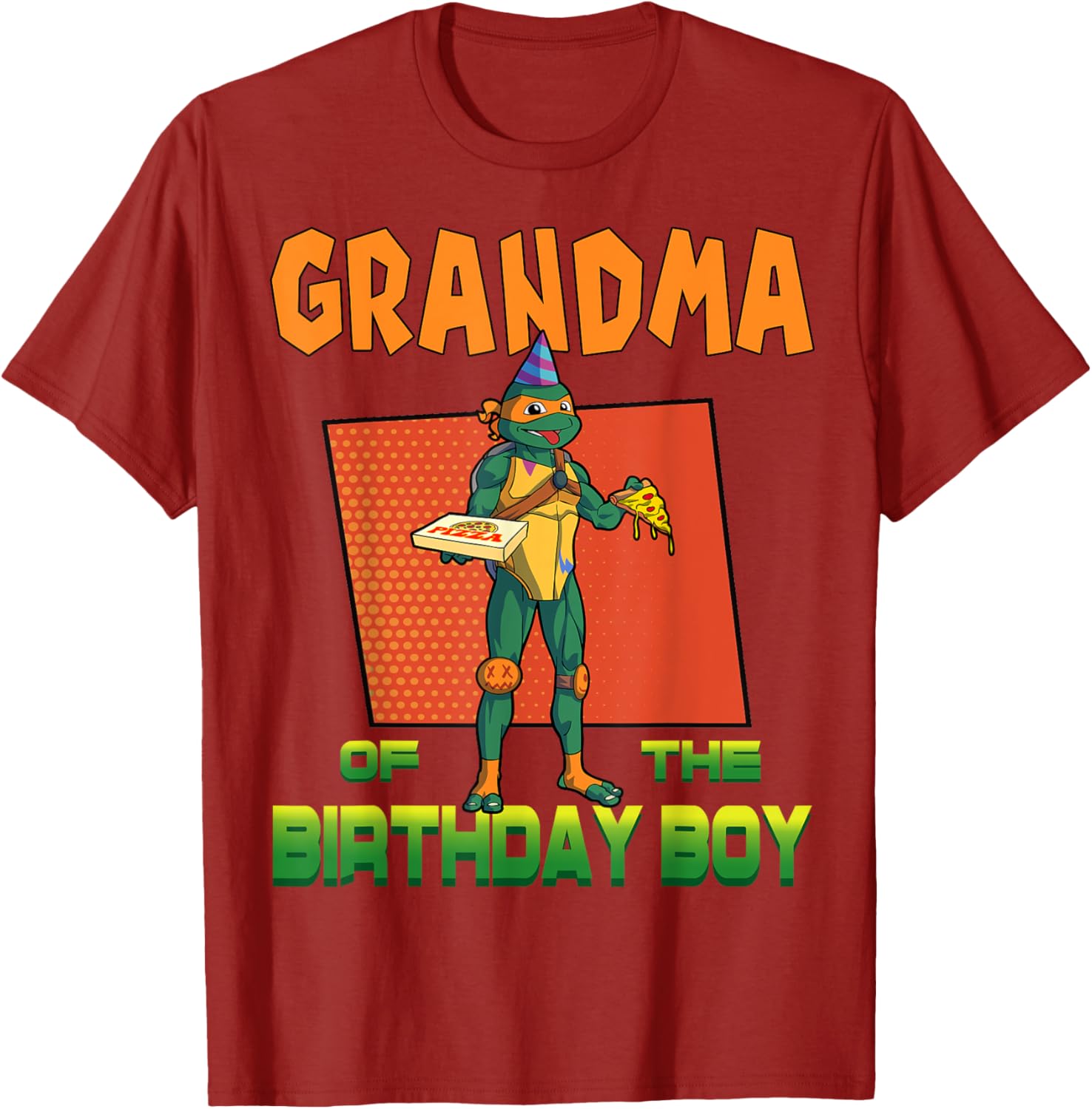 Mademark TMNT Mikey Grandma Birthday Boy Pizza Party T-Shirt for Kids - 20