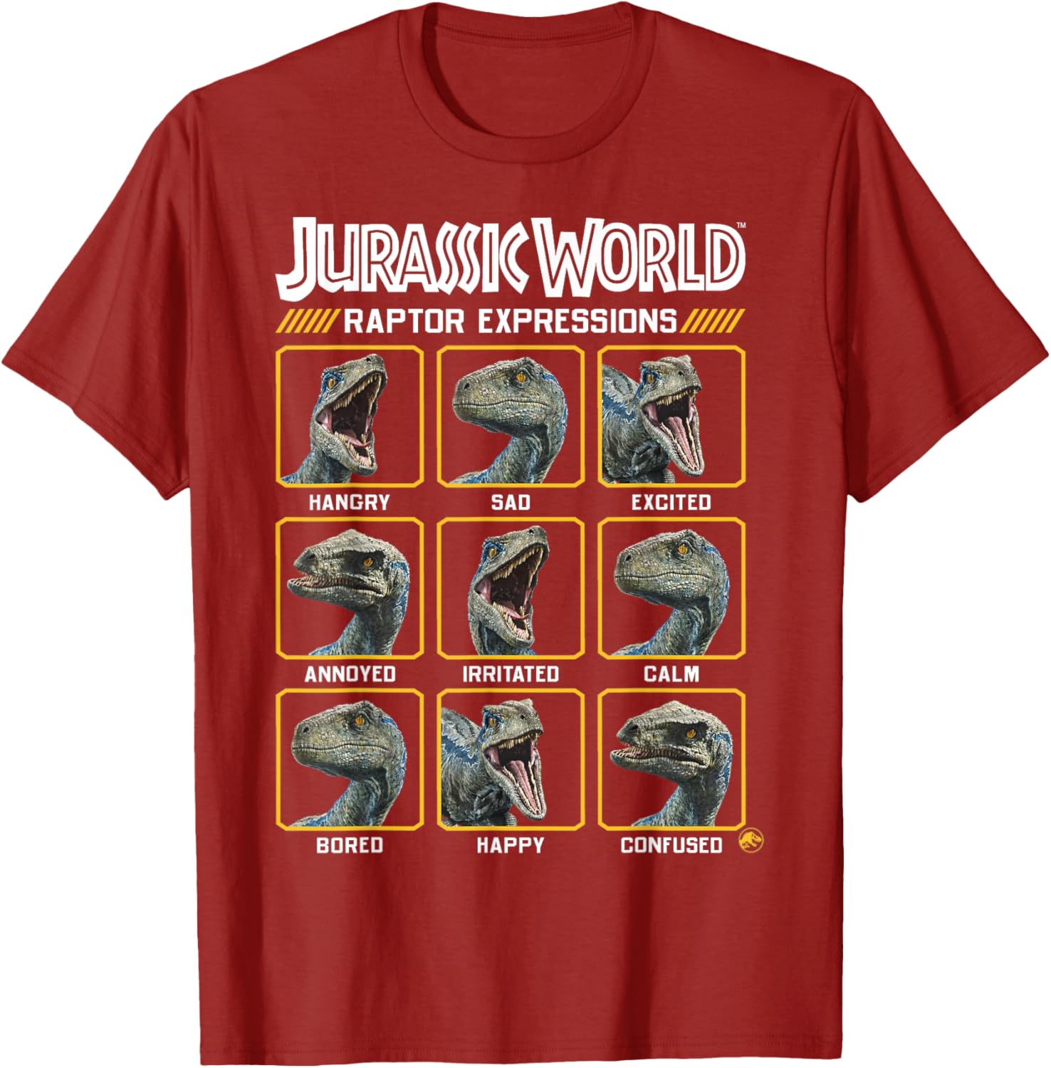 Jurassic World Blue Raptor Expressions Graphic Tee for Kids and Adults - 3
