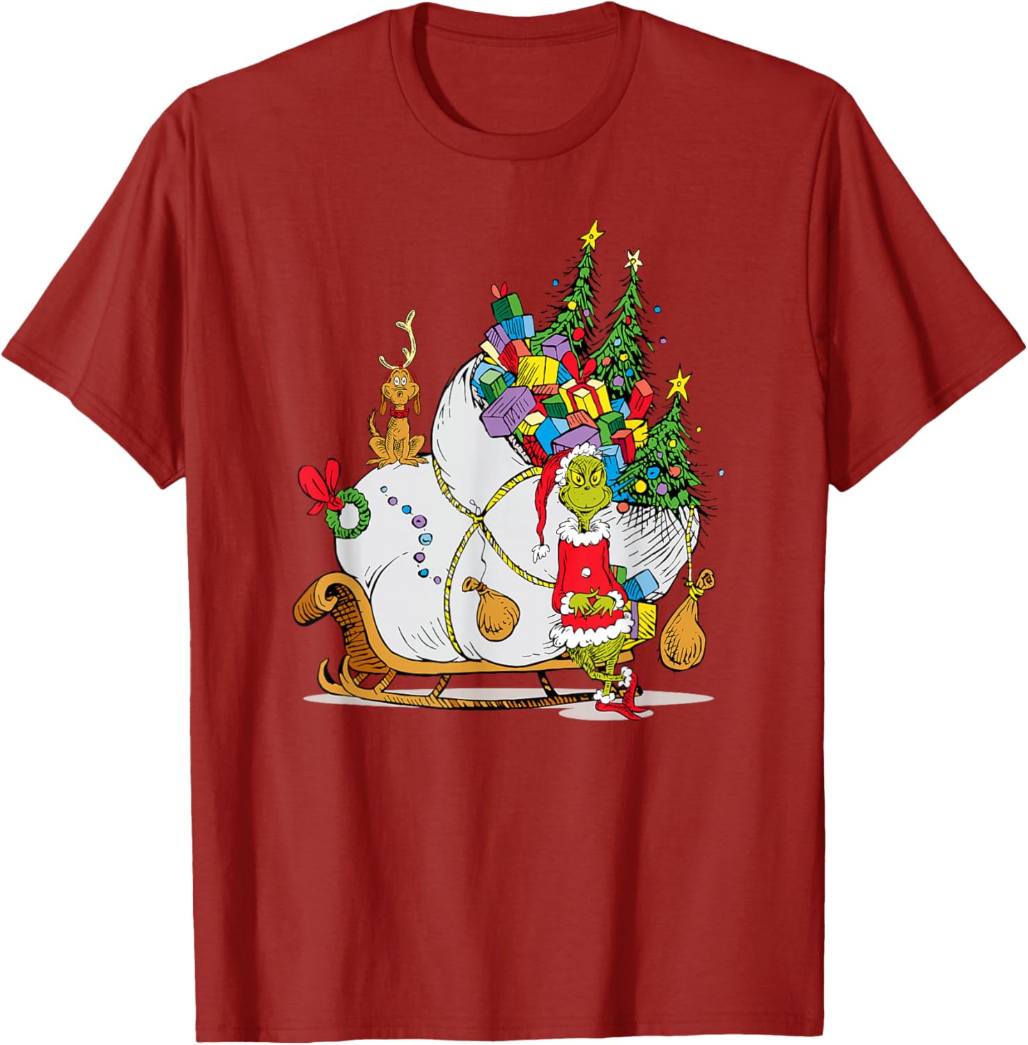 Dr. Seuss Grinch Sleigh T-Shirt - Fun Christmas Apparel for Everyone - 16