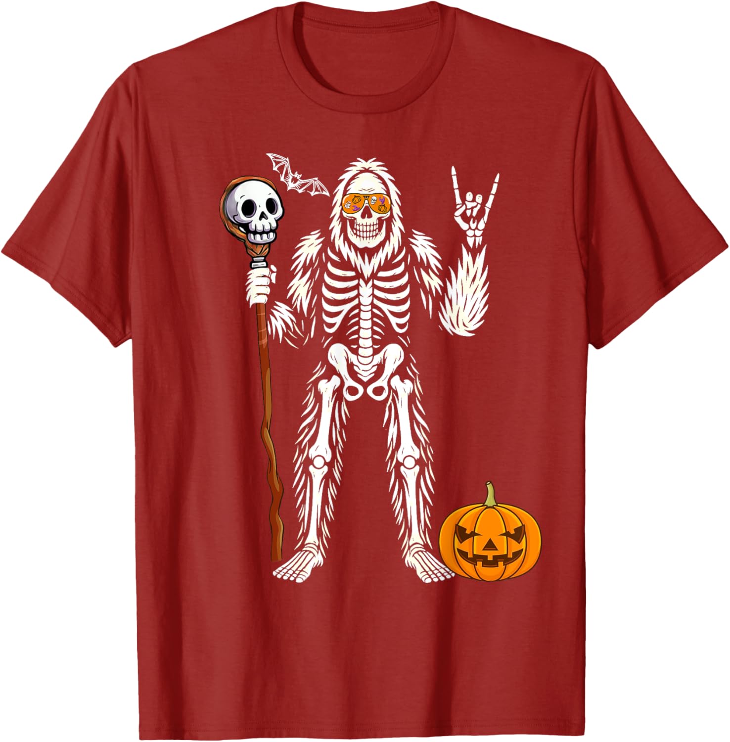 Halloween Skeleton Bigfoot Pumpkin Skull T-Shirt for Men and Boys - 11